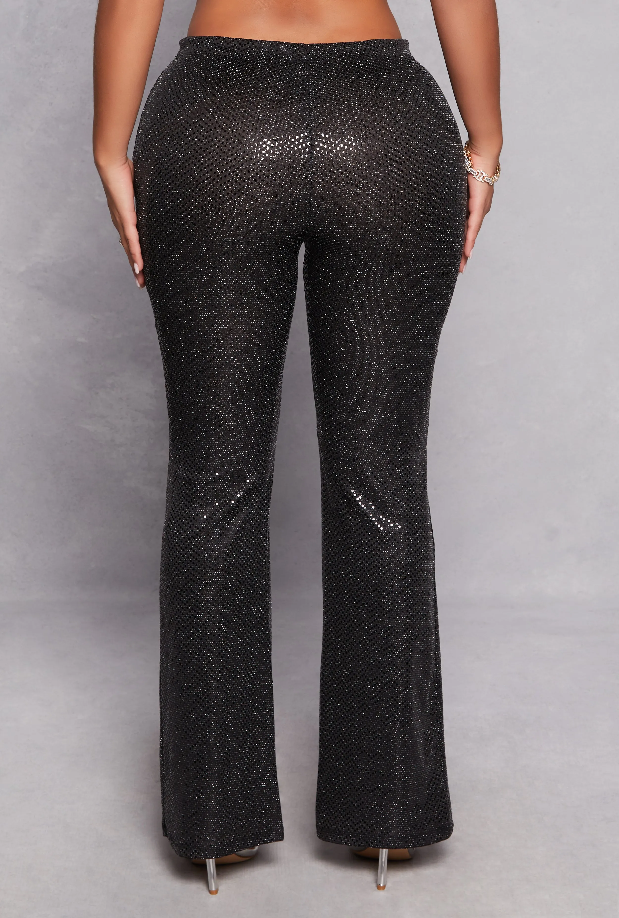 Foiled Lurex High Waisted Flared Leg Pants sold by Rainbow product image thumbnail 3