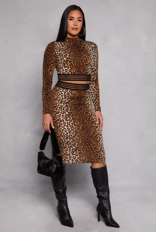 Iris Leopard Print Midi Skirt sold by Rainbow