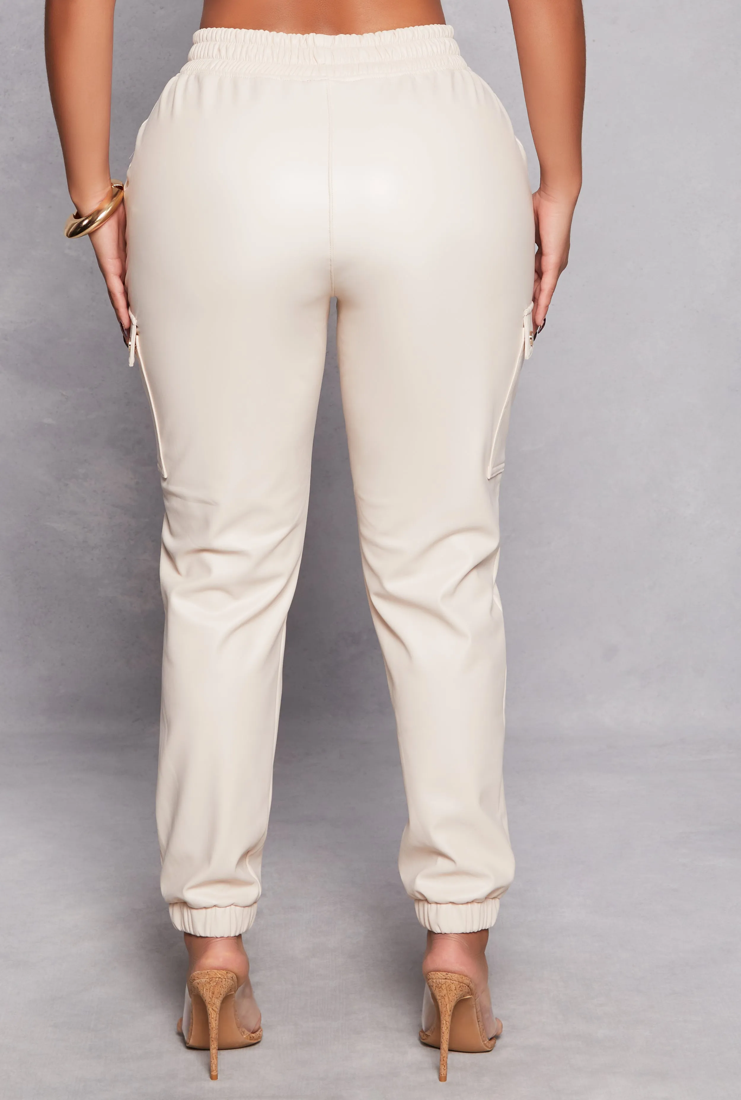 Haute Monde Faux Leather Cargo Joggers sold by Rainbow product image thumbnail 3