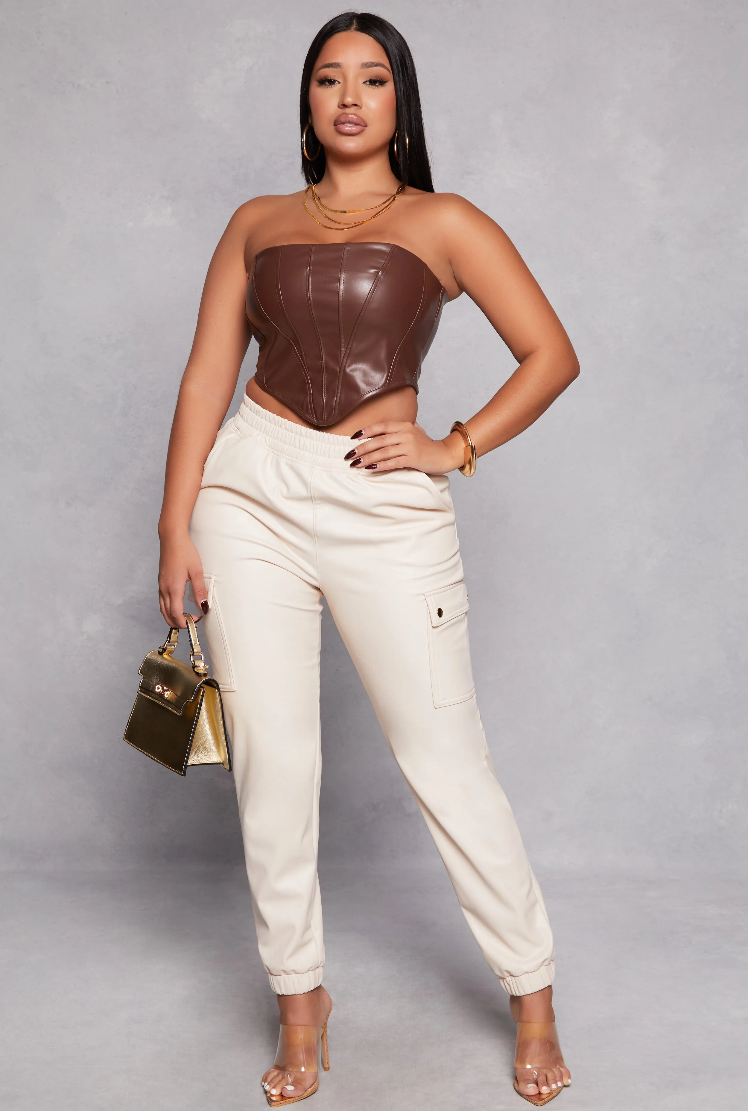 Haute Monde Faux Leather Cargo Joggers sold by Rainbow