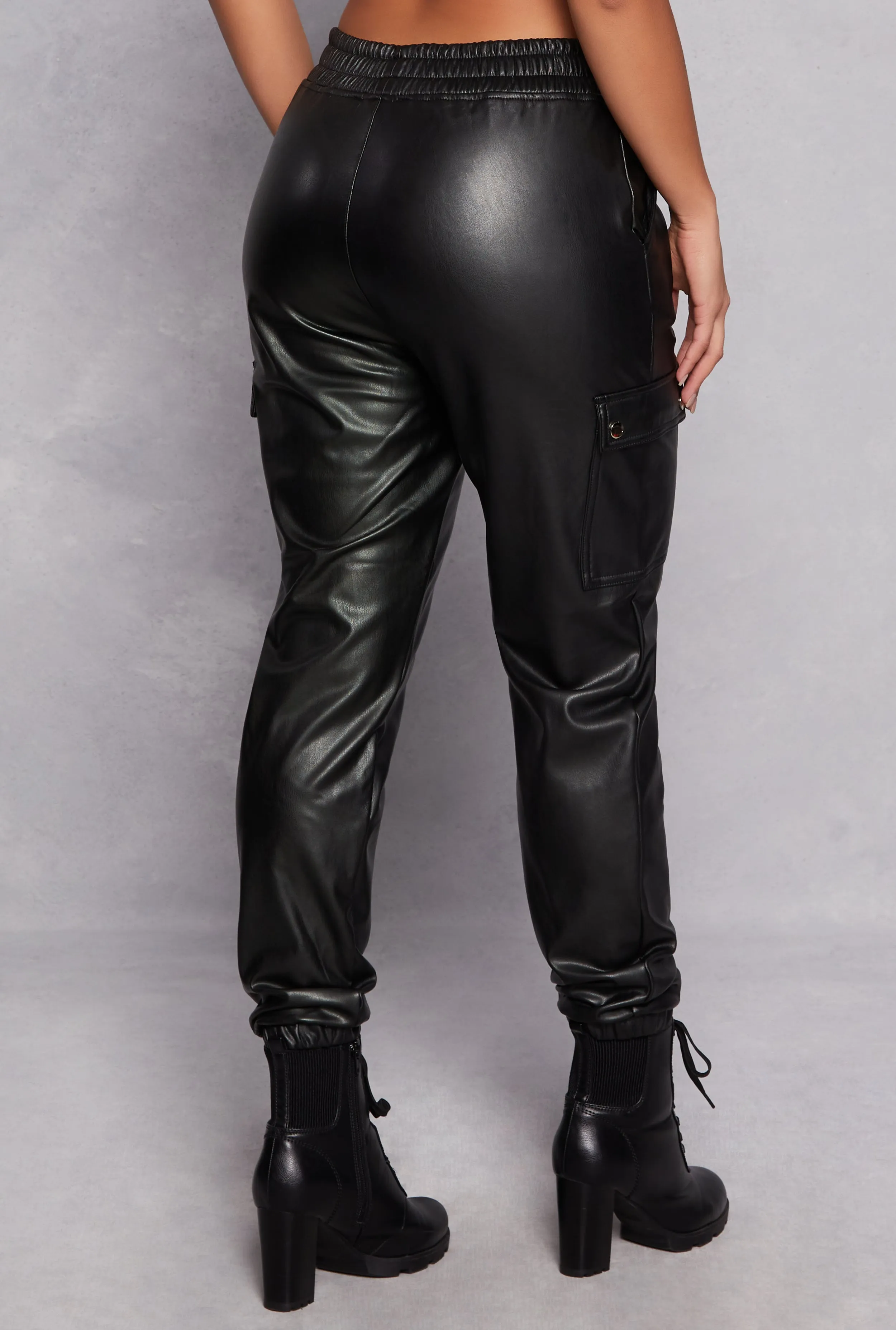 Haute Monde Faux Leather Cargo Joggers sold by Rainbow product image thumbnail 3