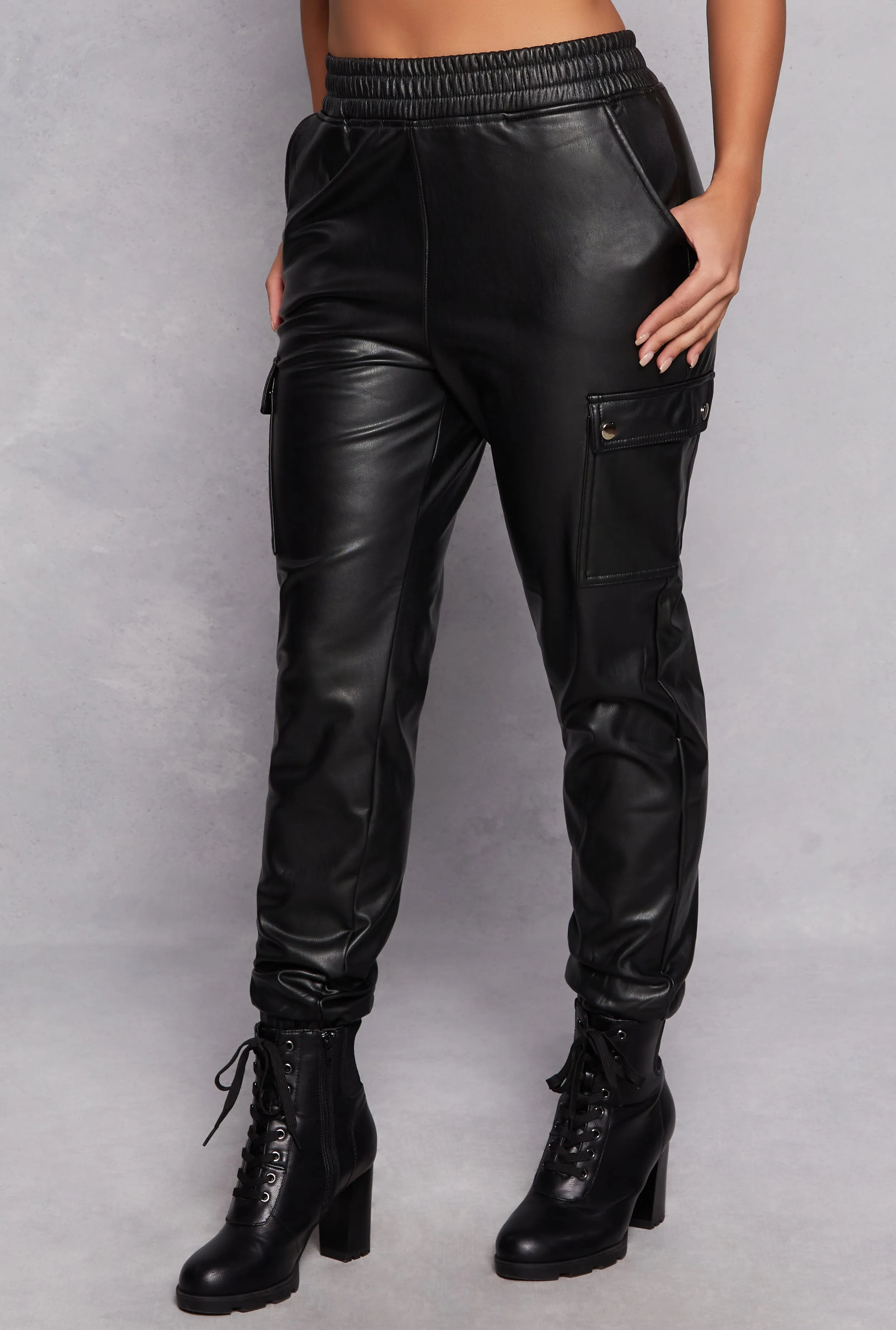 Haute Monde Faux Leather Cargo Joggers sold by Rainbow product image thumbnail 2