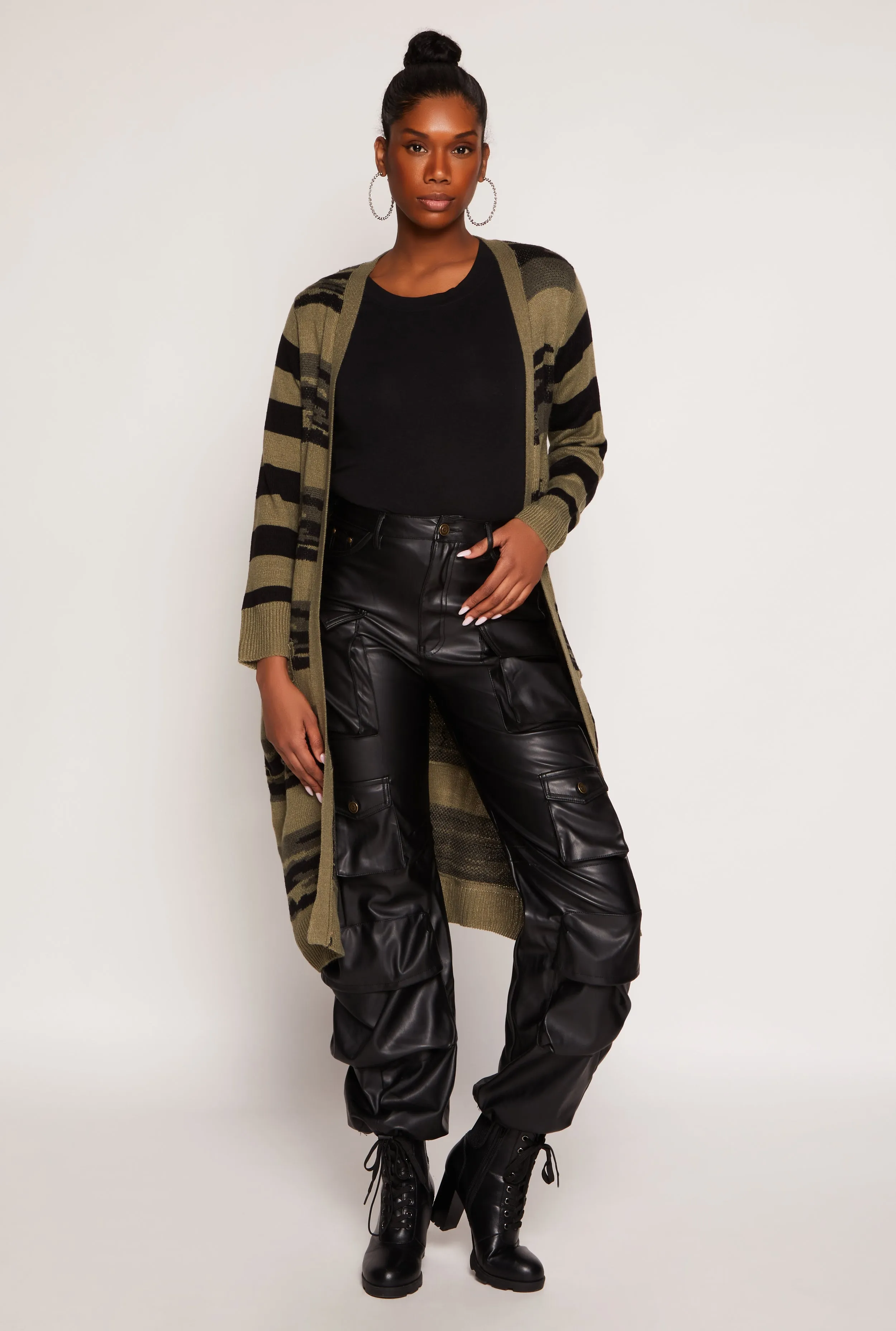 Camo Striped Long Cardigan sold by Rainbow product image thumbnail 2