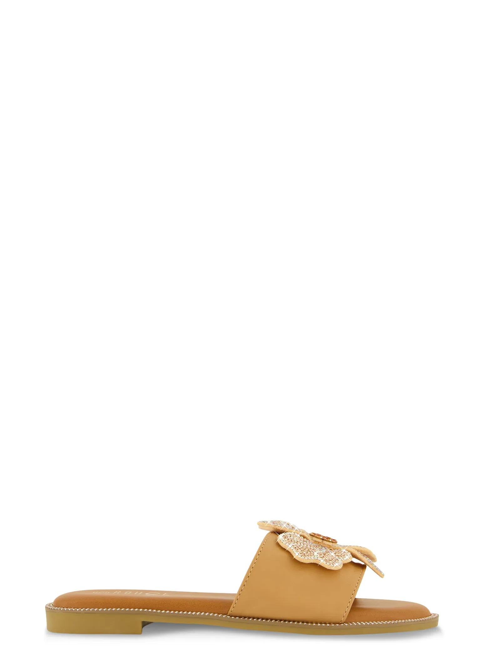 Rhinestone Trim Flower Detail Slide Sandals sold by Rainbow product image thumbnail 2