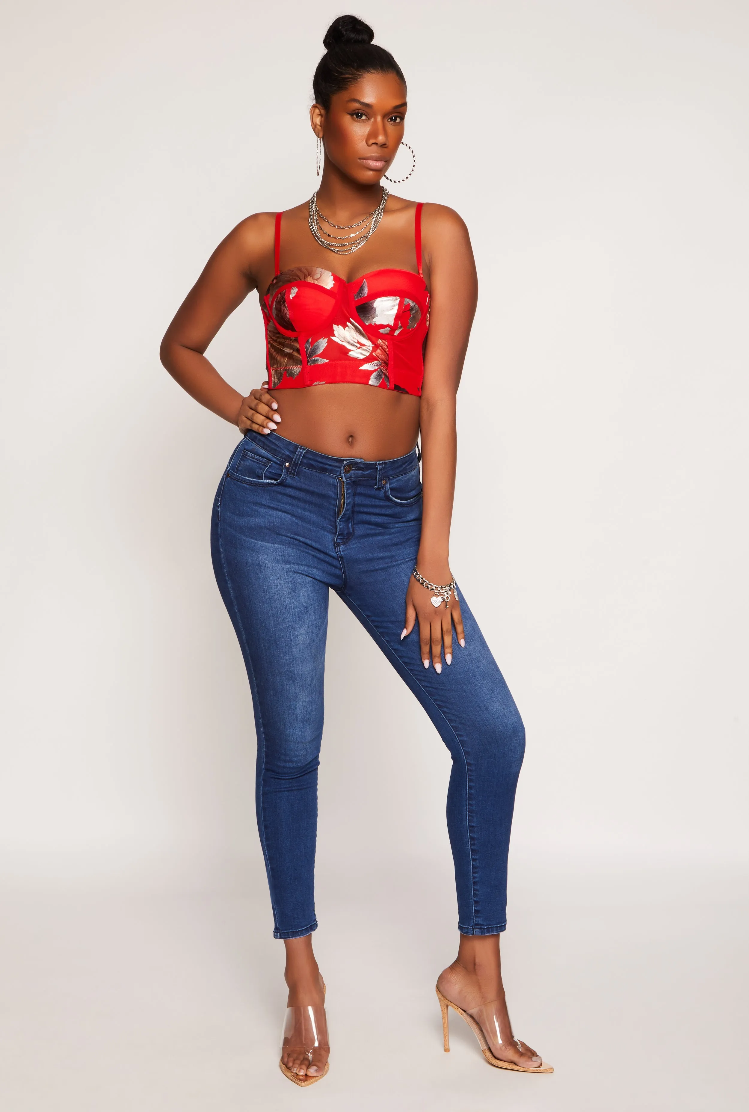 Floral Mesh Cropped Bustier Top sold by Rainbow product image thumbnail 2