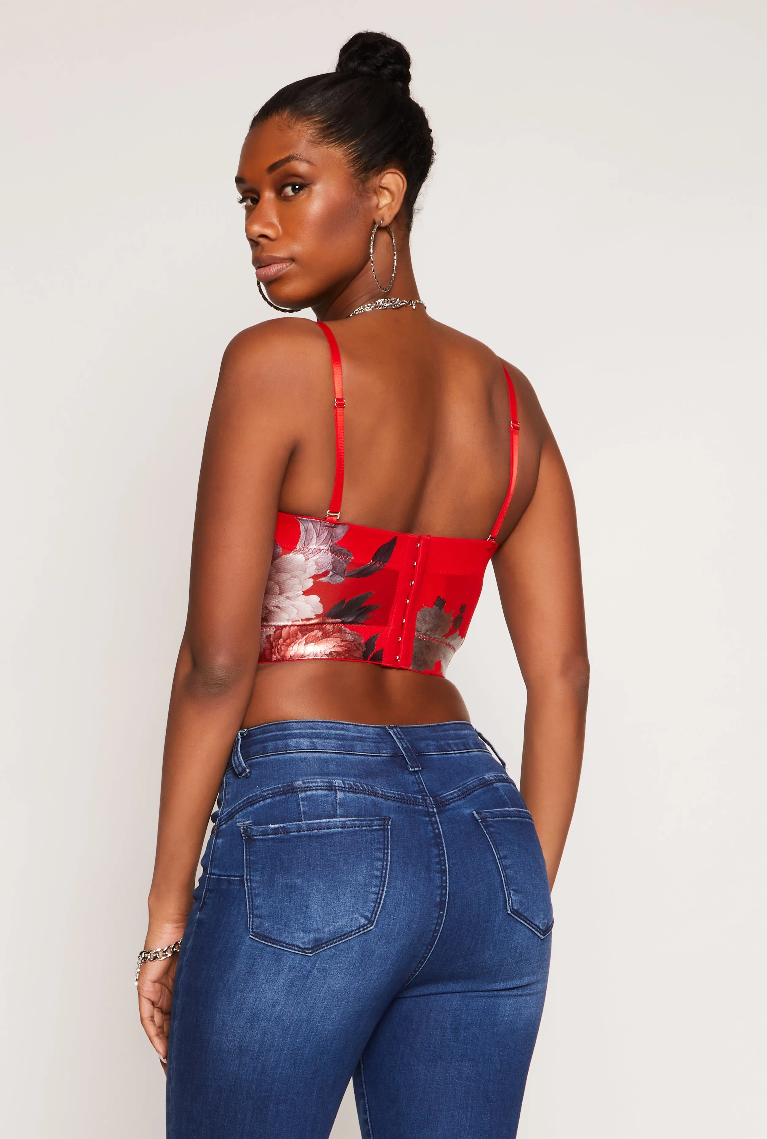 Floral Mesh Cropped Bustier Top sold by Rainbow product image thumbnail 3