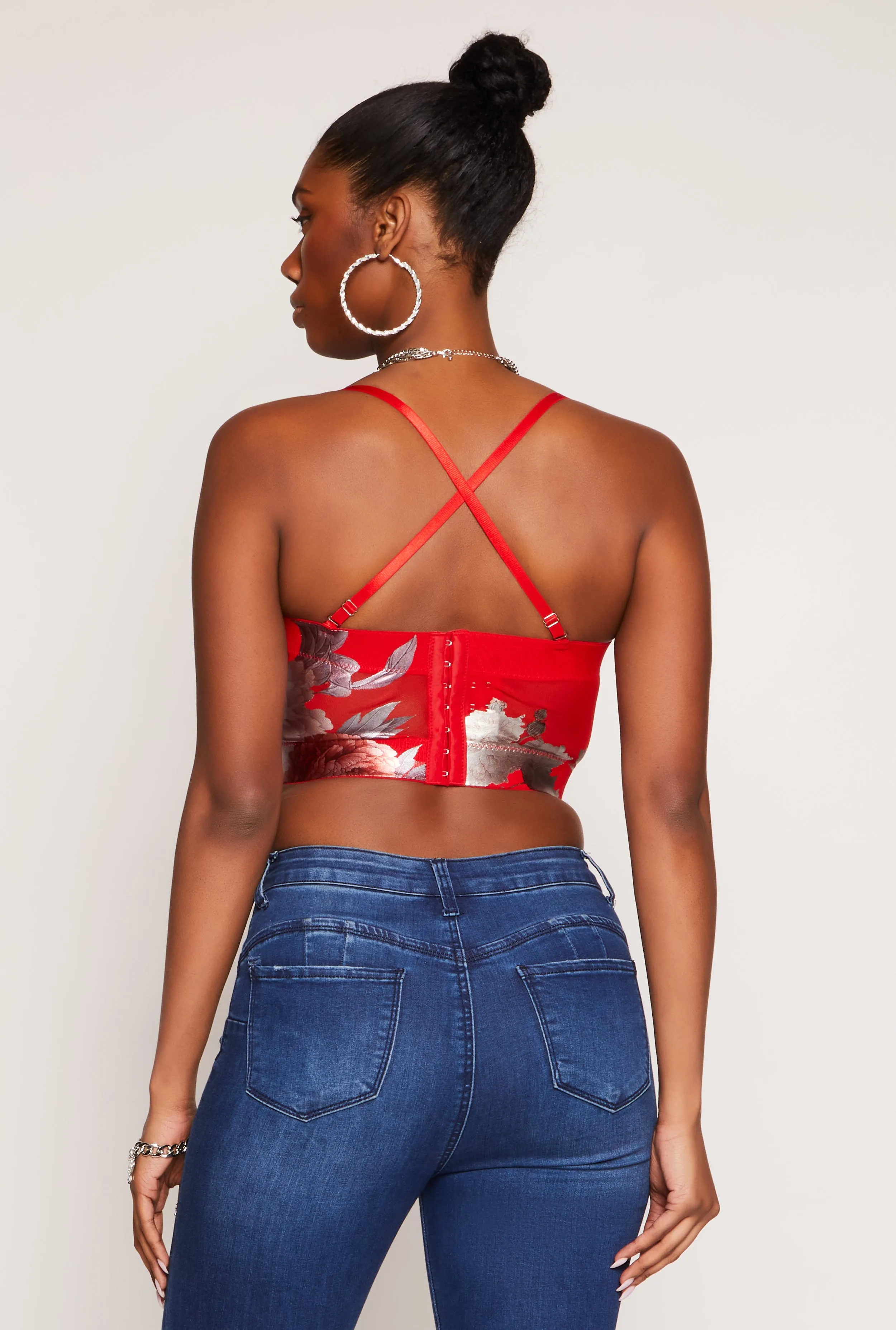 Floral Mesh Cropped Bustier Top sold by Rainbow product image thumbnail 5
