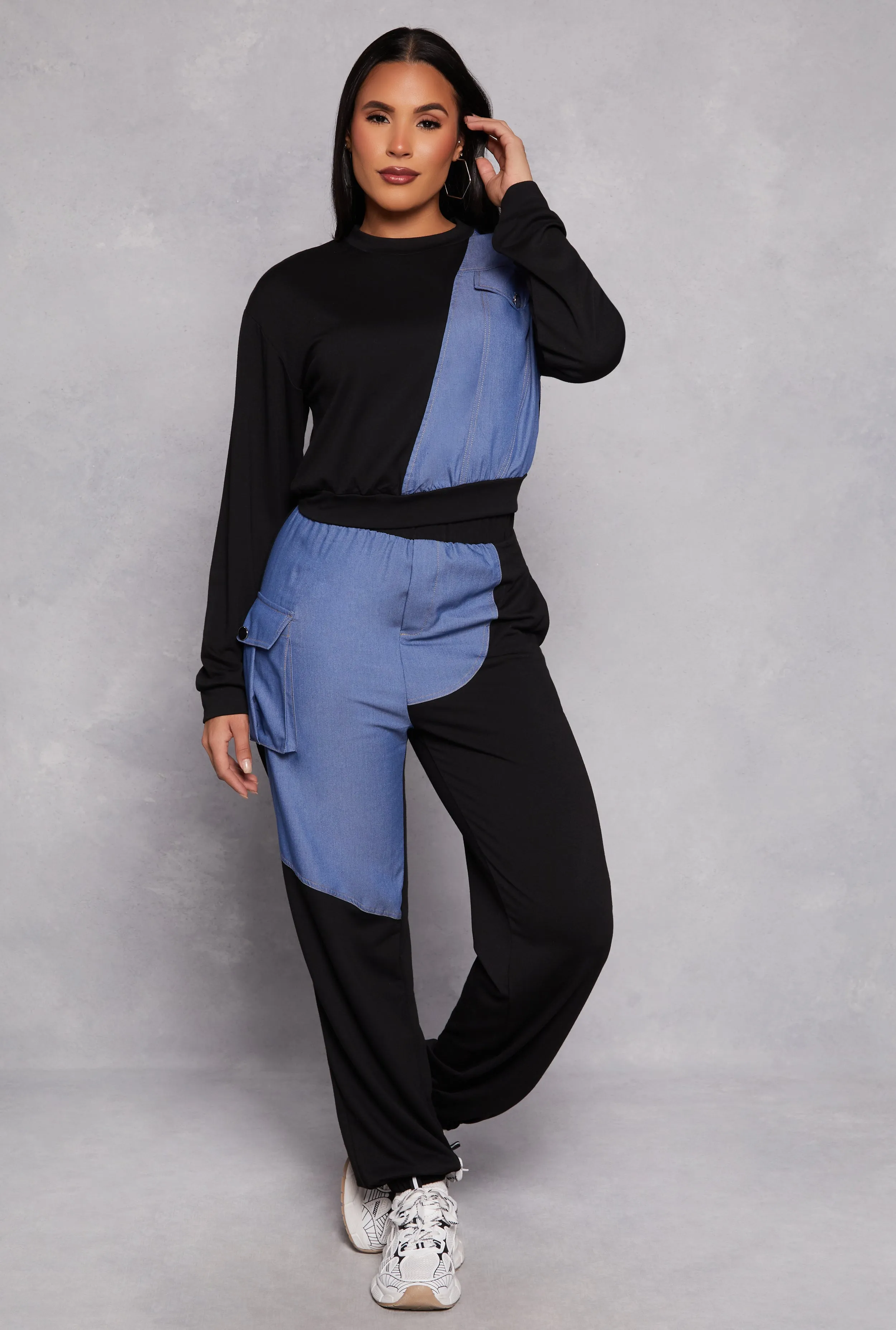 Chambray Color Block Pull On Sweatpants sold by Rainbow