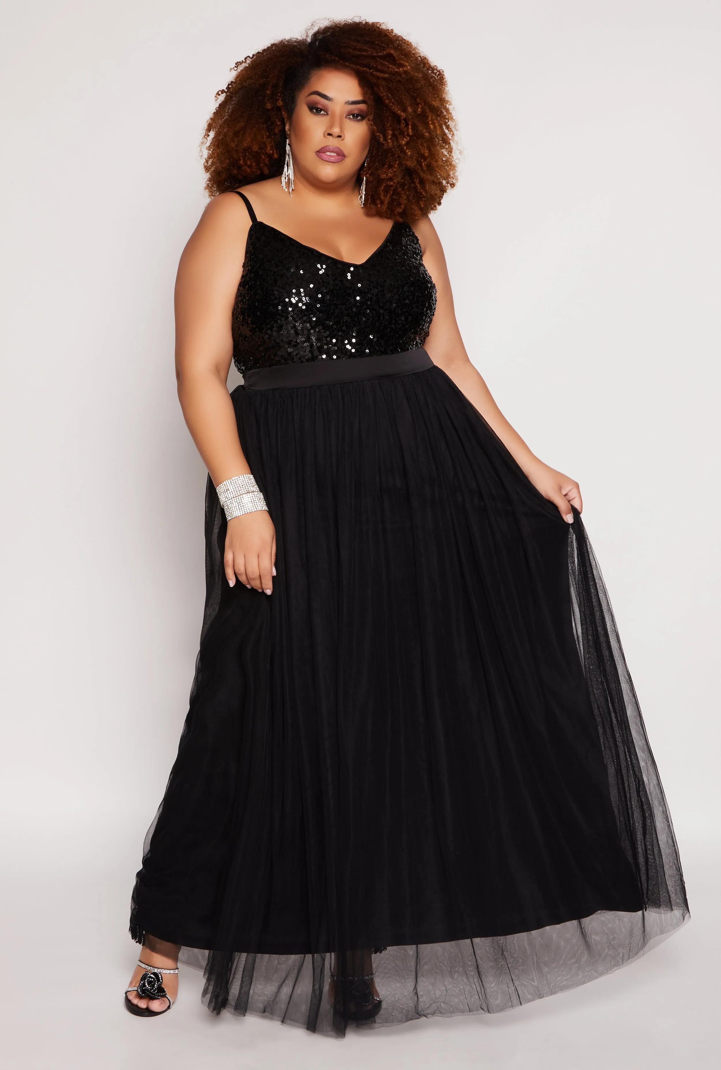 Plus Size Haute Monde Sequin Mesh Maxi Dress sold by Rainbow
