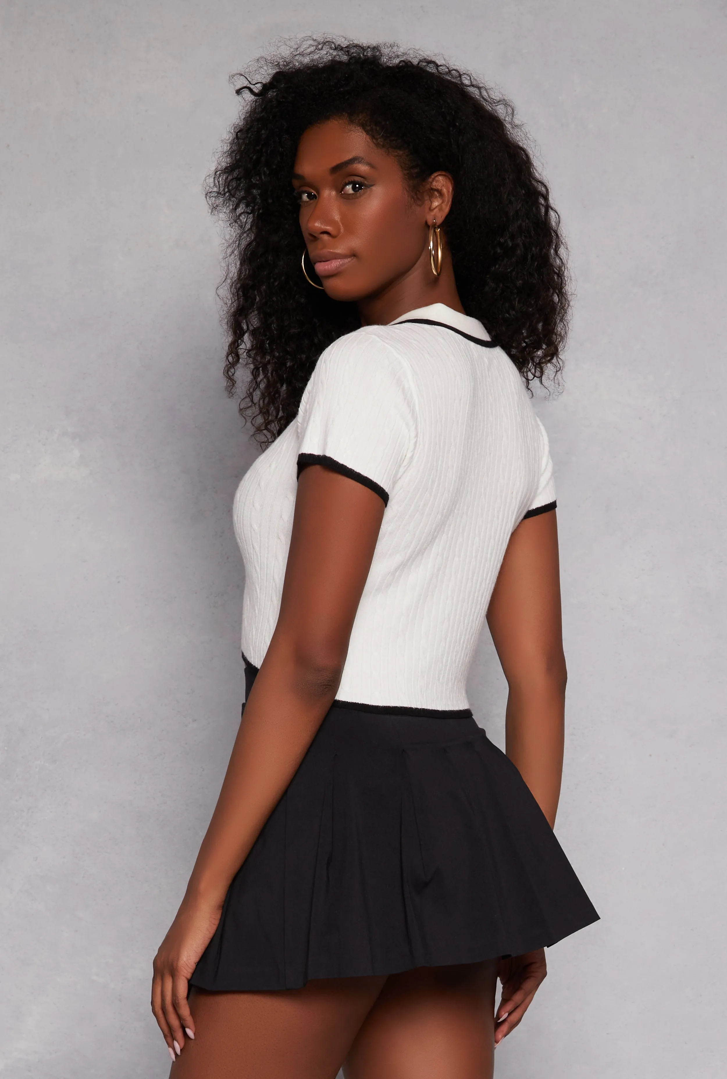 Iris Contrast Trim Polo Crop Top sold by Rainbow product image thumbnail 3