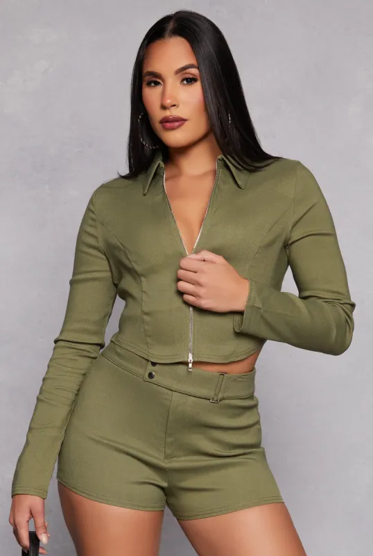 Iris Hyperstretch Zip Front Cropped Jacket sold by Rainbow