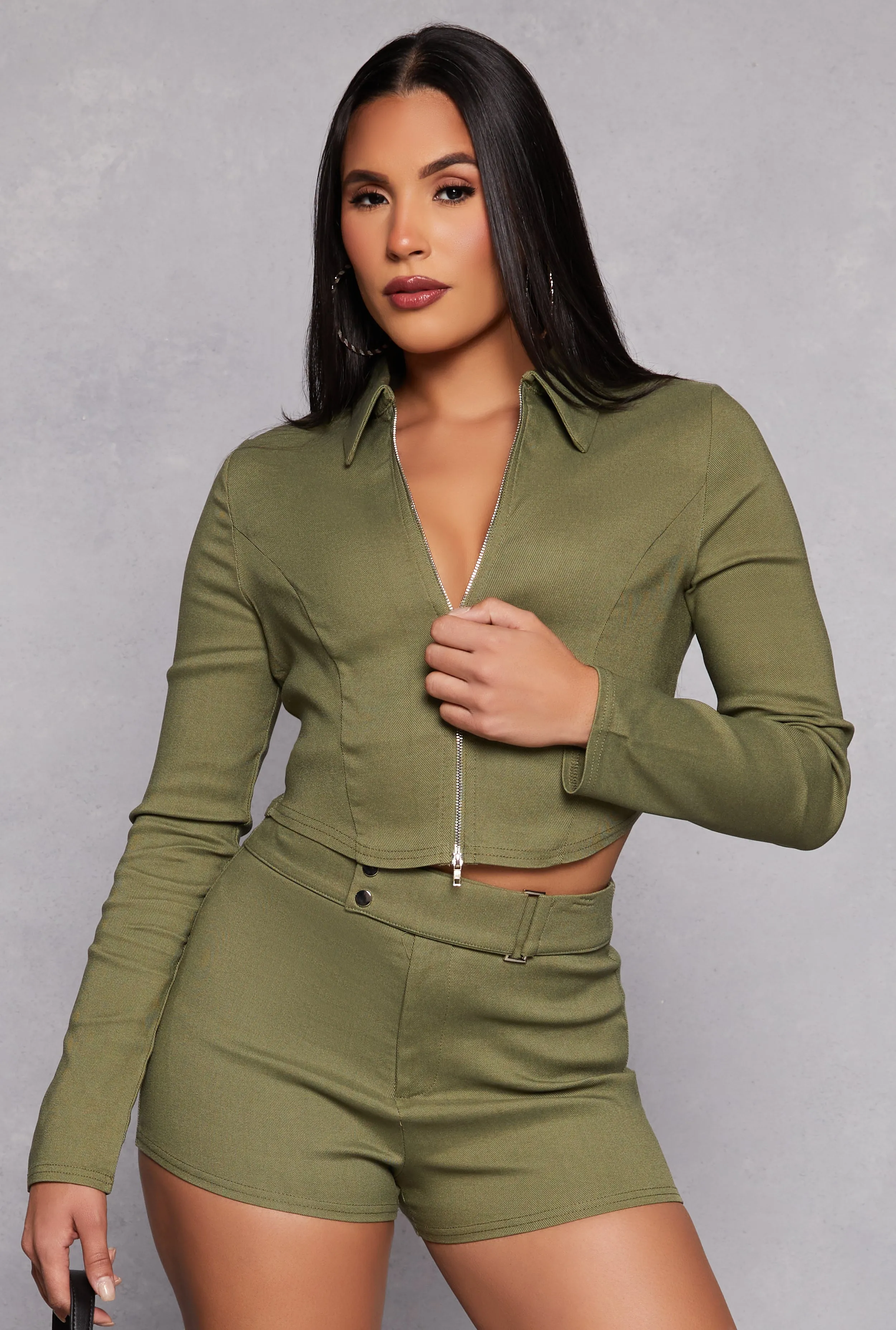 Iris Hyperstretch Zip Front Cropped Jacket sold by Rainbow