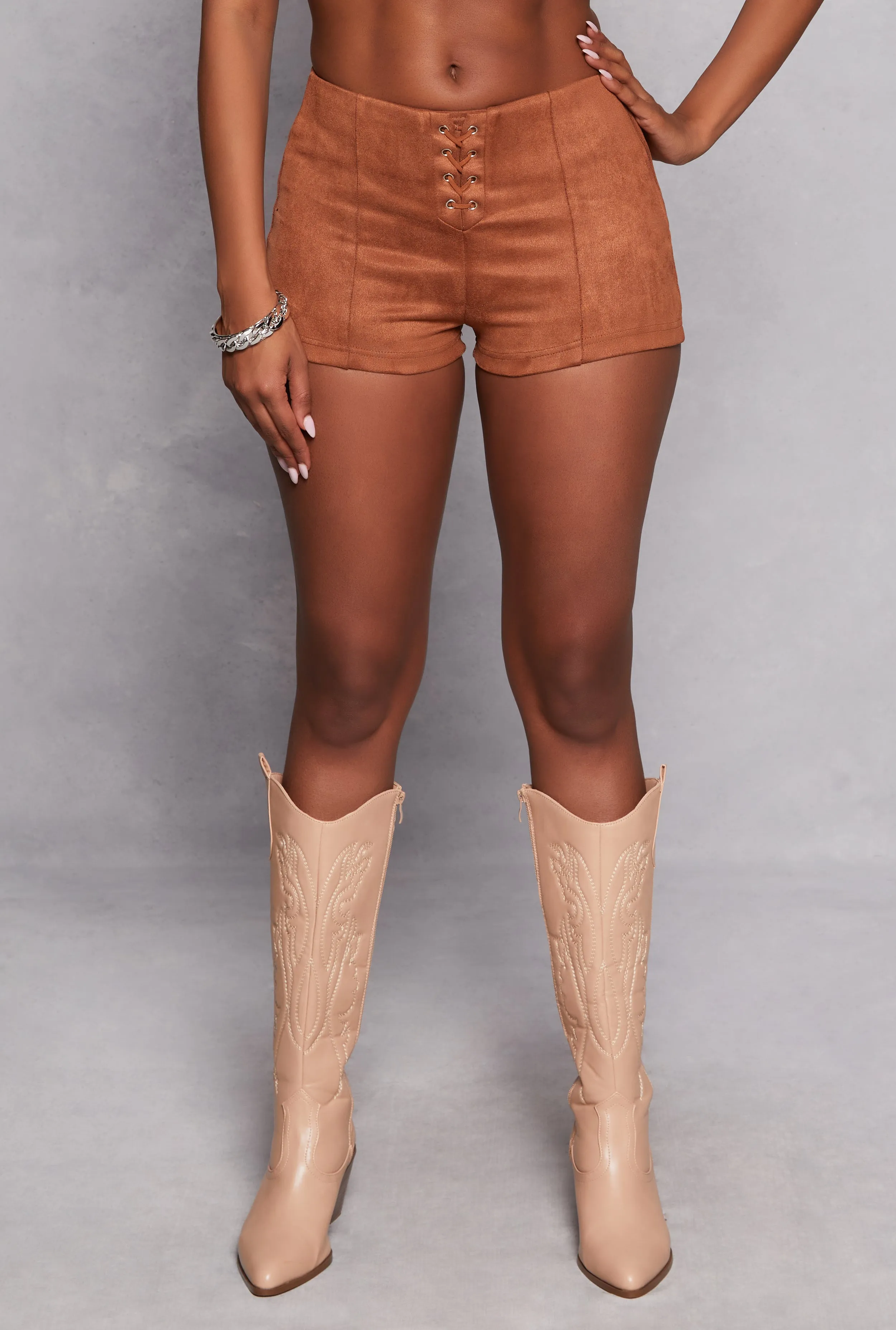 Faux Suede Lace Up Shorts sold by Rainbow product image thumbnail 2