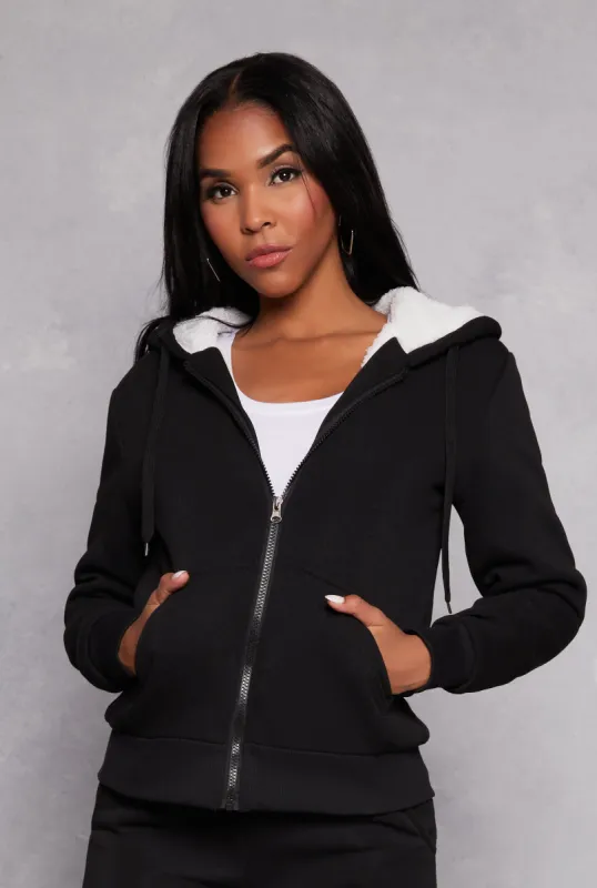Sherpa Lined Zip Front Hoodie sold by Rainbow