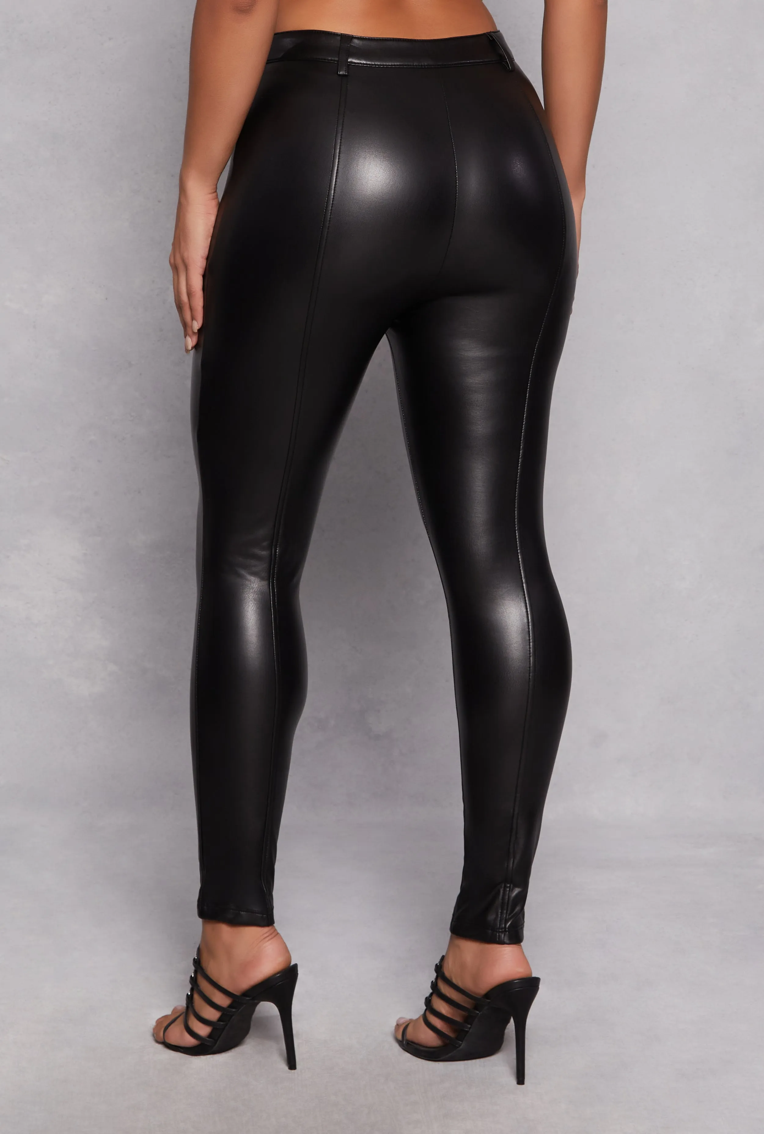 Iris Faux Leather Pintuck Skinny Leg Pants sold by Rainbow product image thumbnail 3