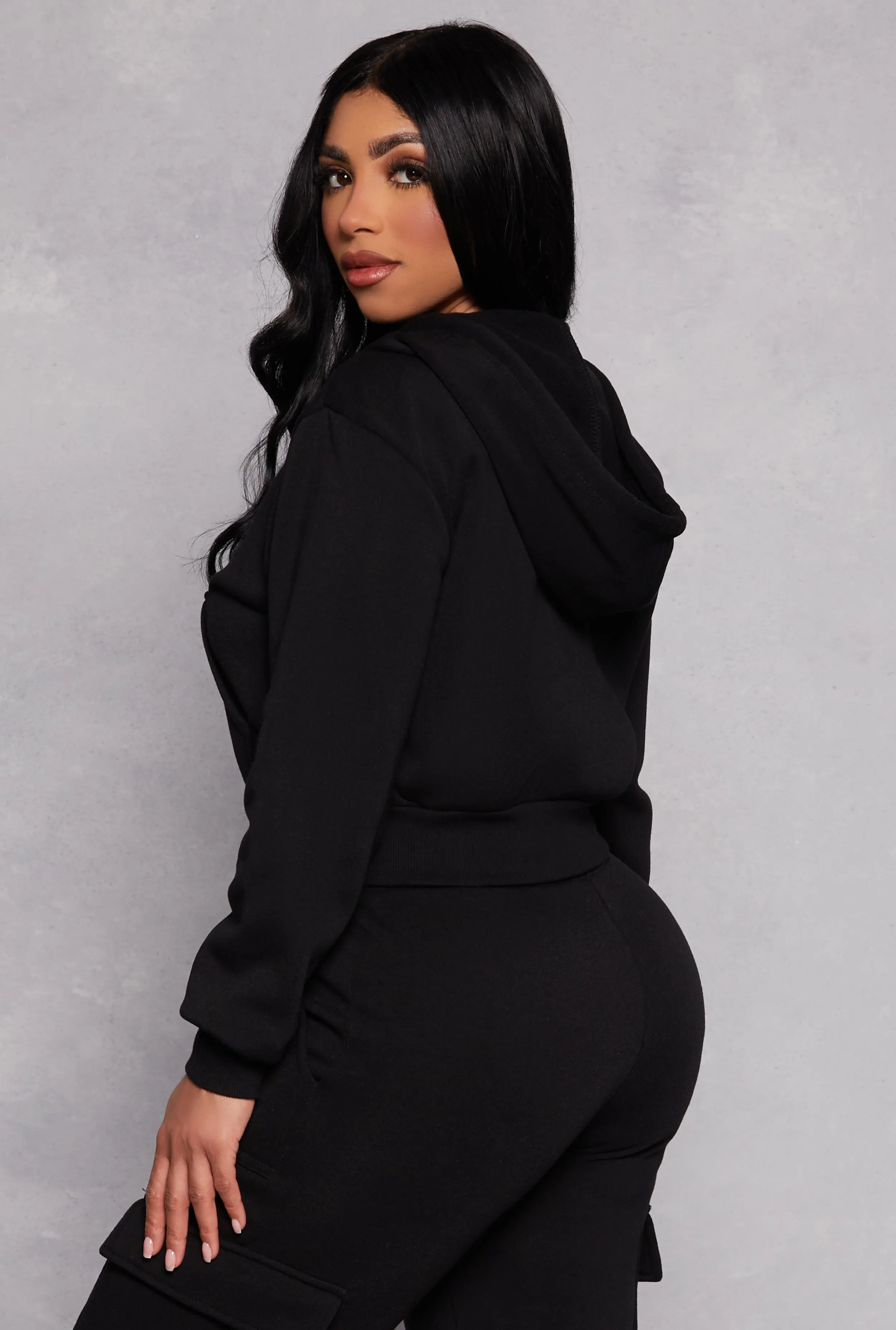 Fleece Zip Front Cropped Hoodie sold by Rainbow product image thumbnail 3