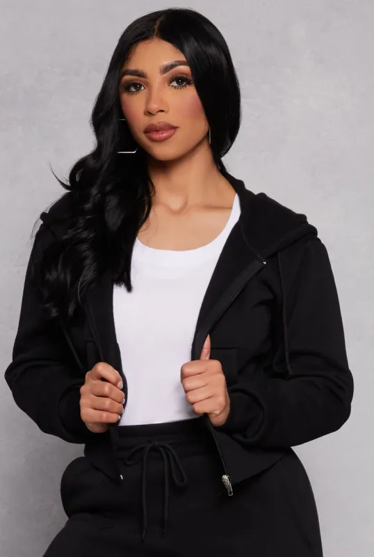 Fleece Zip Front Cropped Hoodie sold by Rainbow