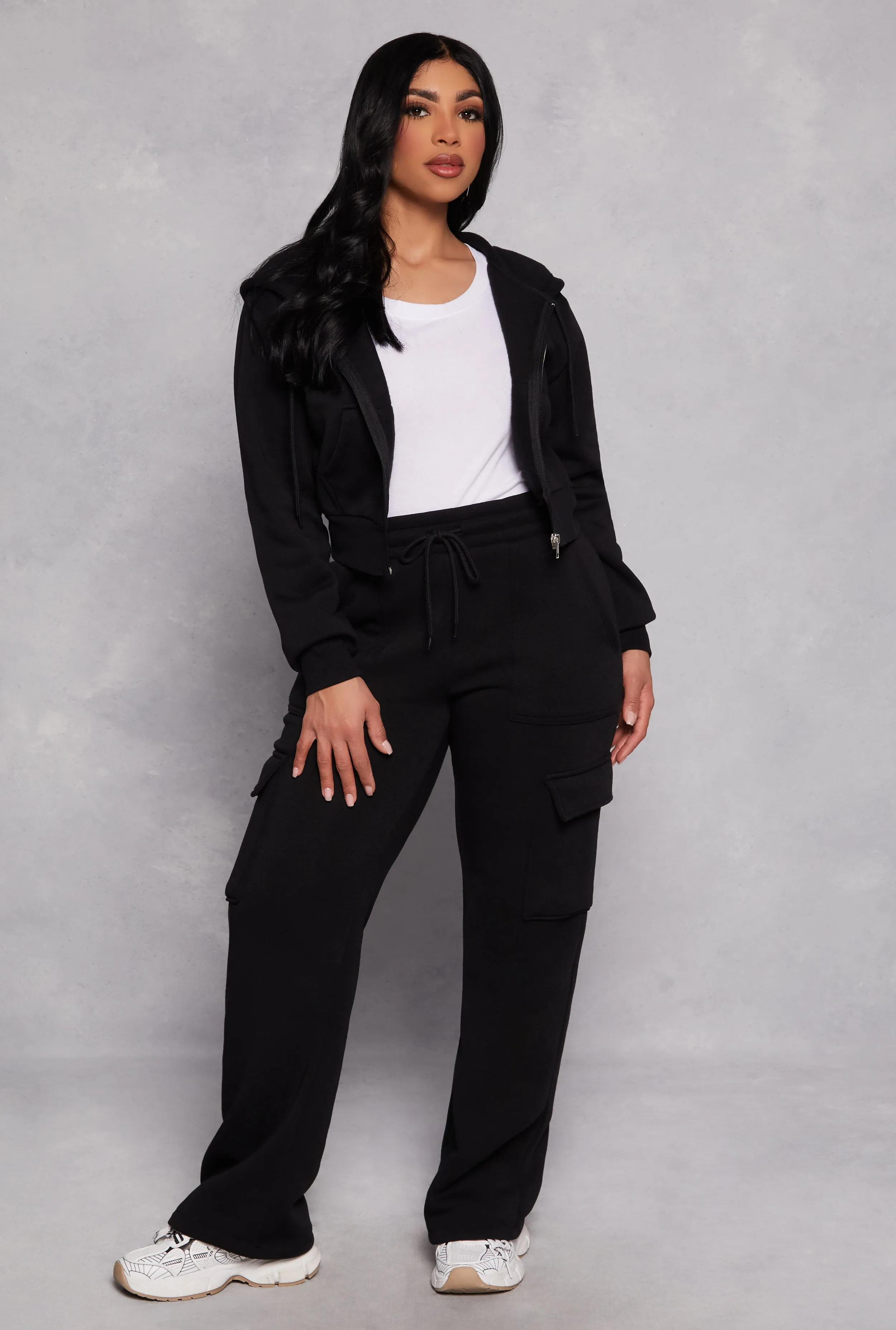 Fleece Zip Front Cropped Hoodie sold by Rainbow product image thumbnail 2