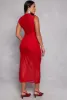 Haute Monde Foiled Mesh Side Slit Midi Dress sold by Rainbow