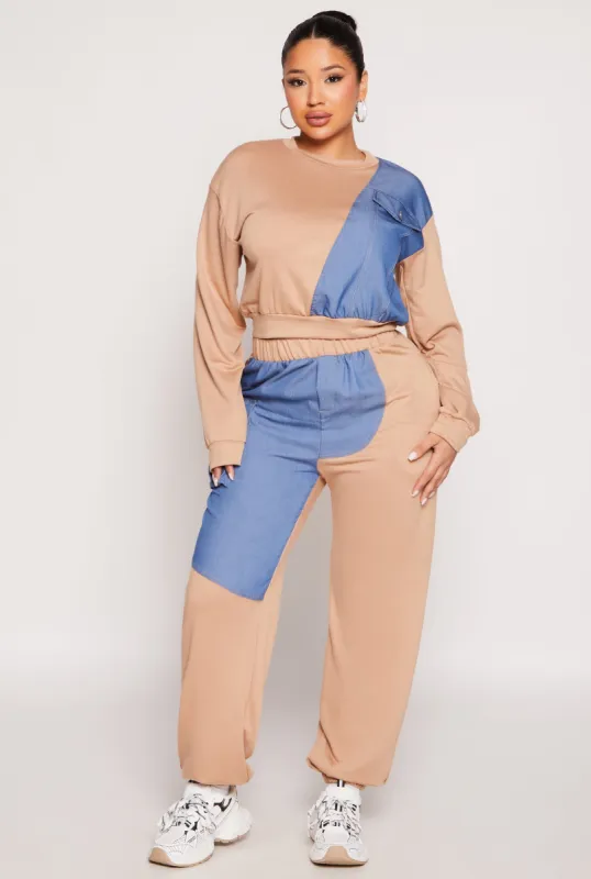 Chambray Color Block Pull On Sweatpants sold by Rainbow