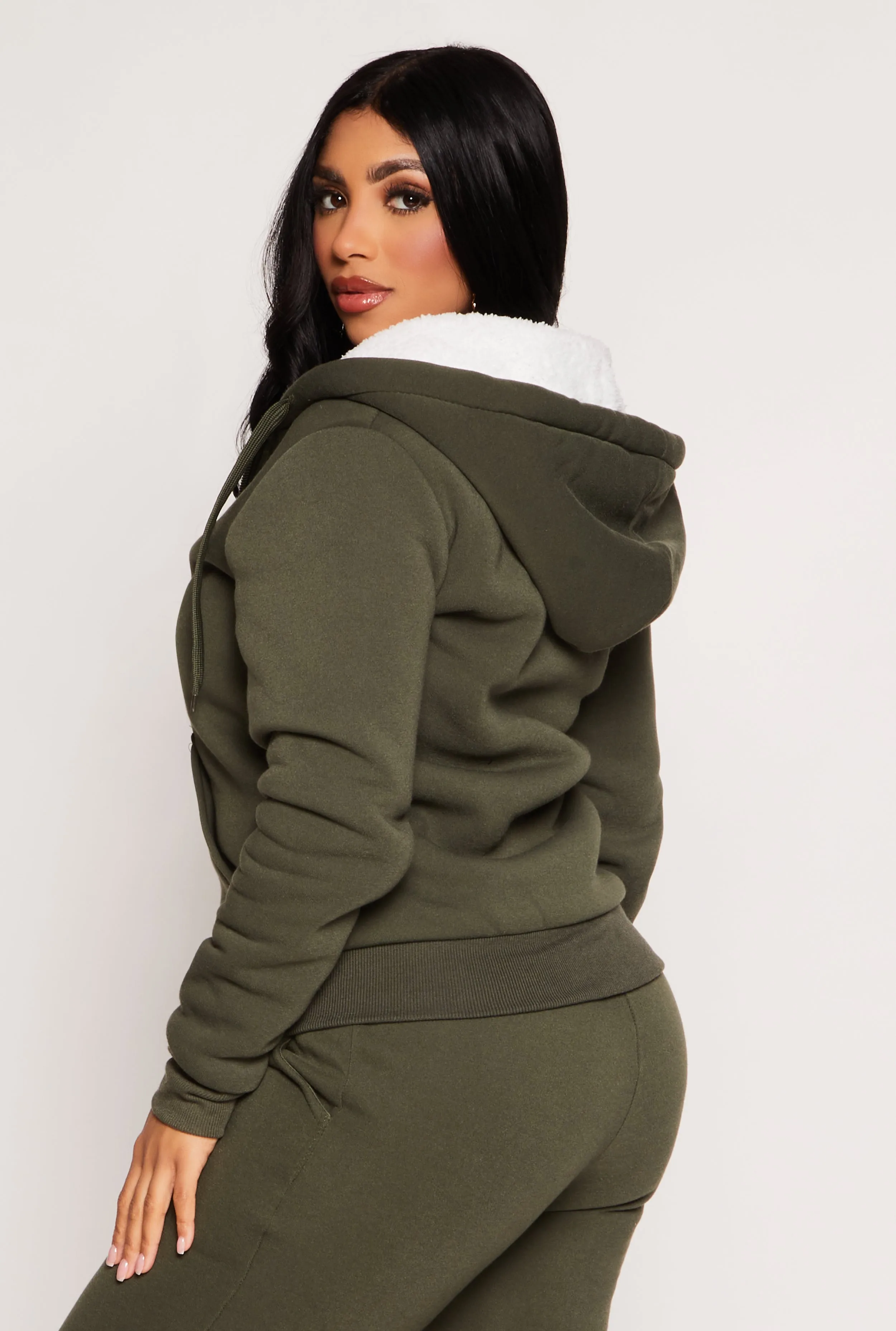 Sherpa Lined Zip Front Hoodie sold by Rainbow product image thumbnail 3