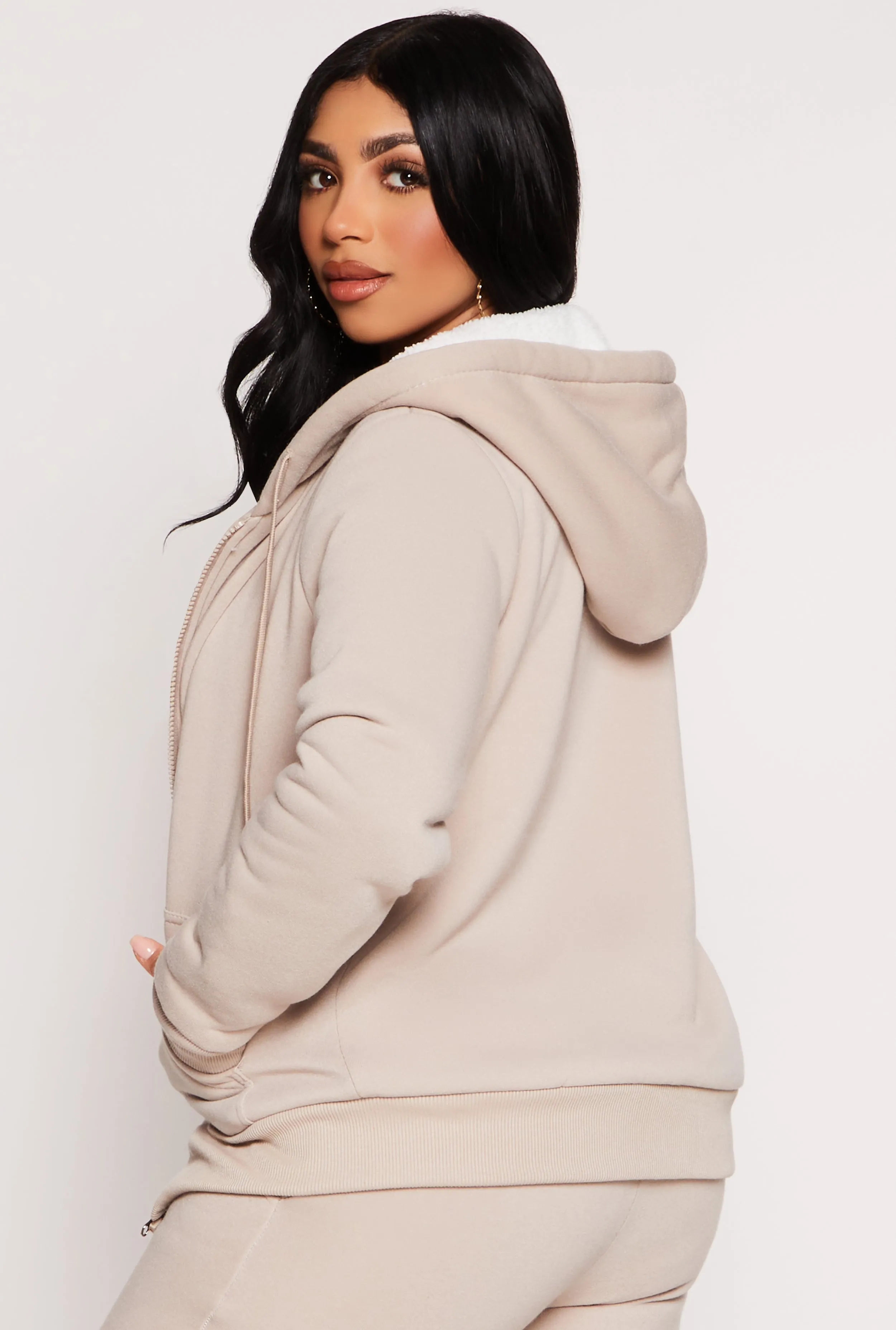 Sherpa Lined Zip Front Hoodie sold by Rainbow product image thumbnail 3