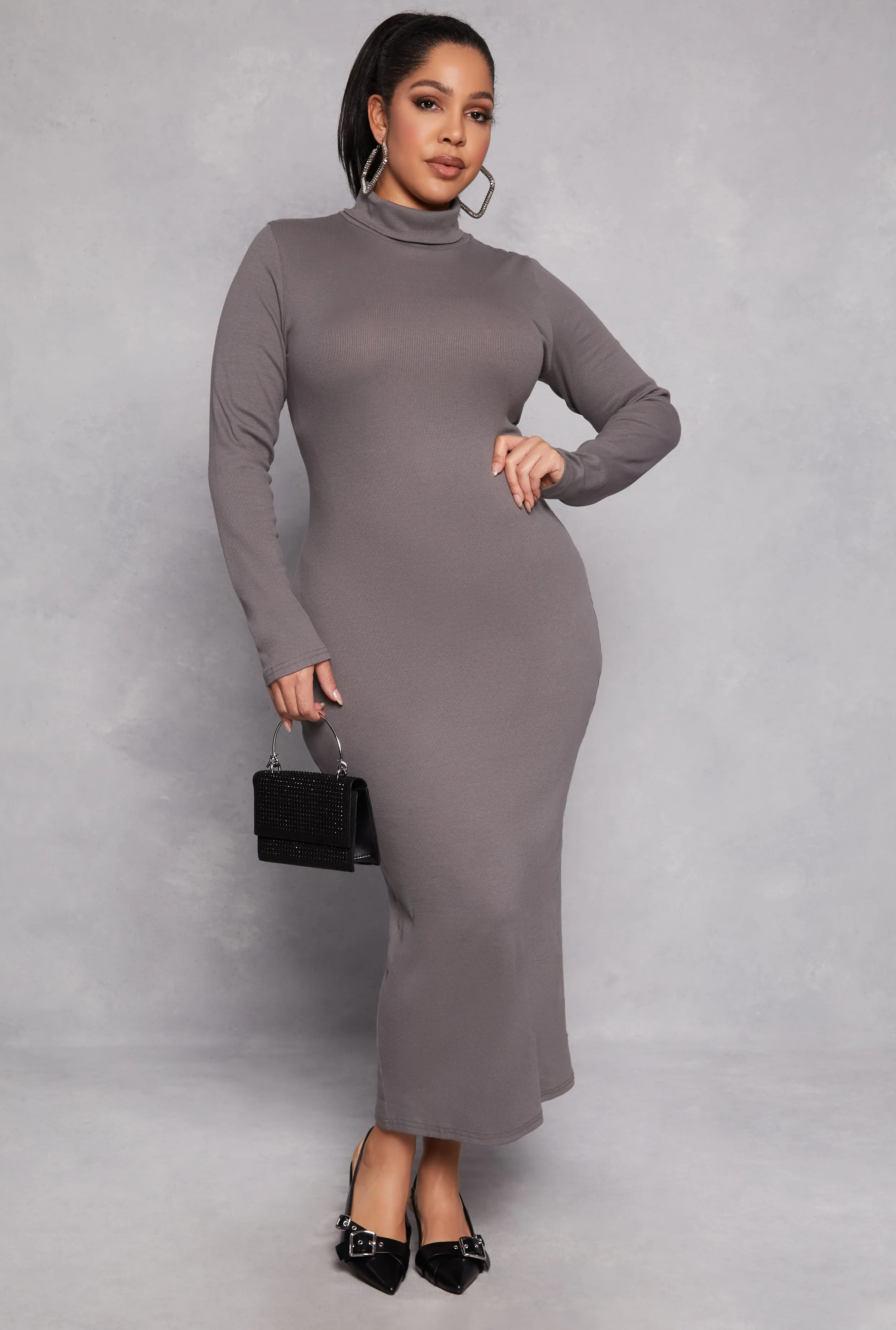 Plus Size Daisy Turtleneck Long Sleeve Dress sold by Rainbow