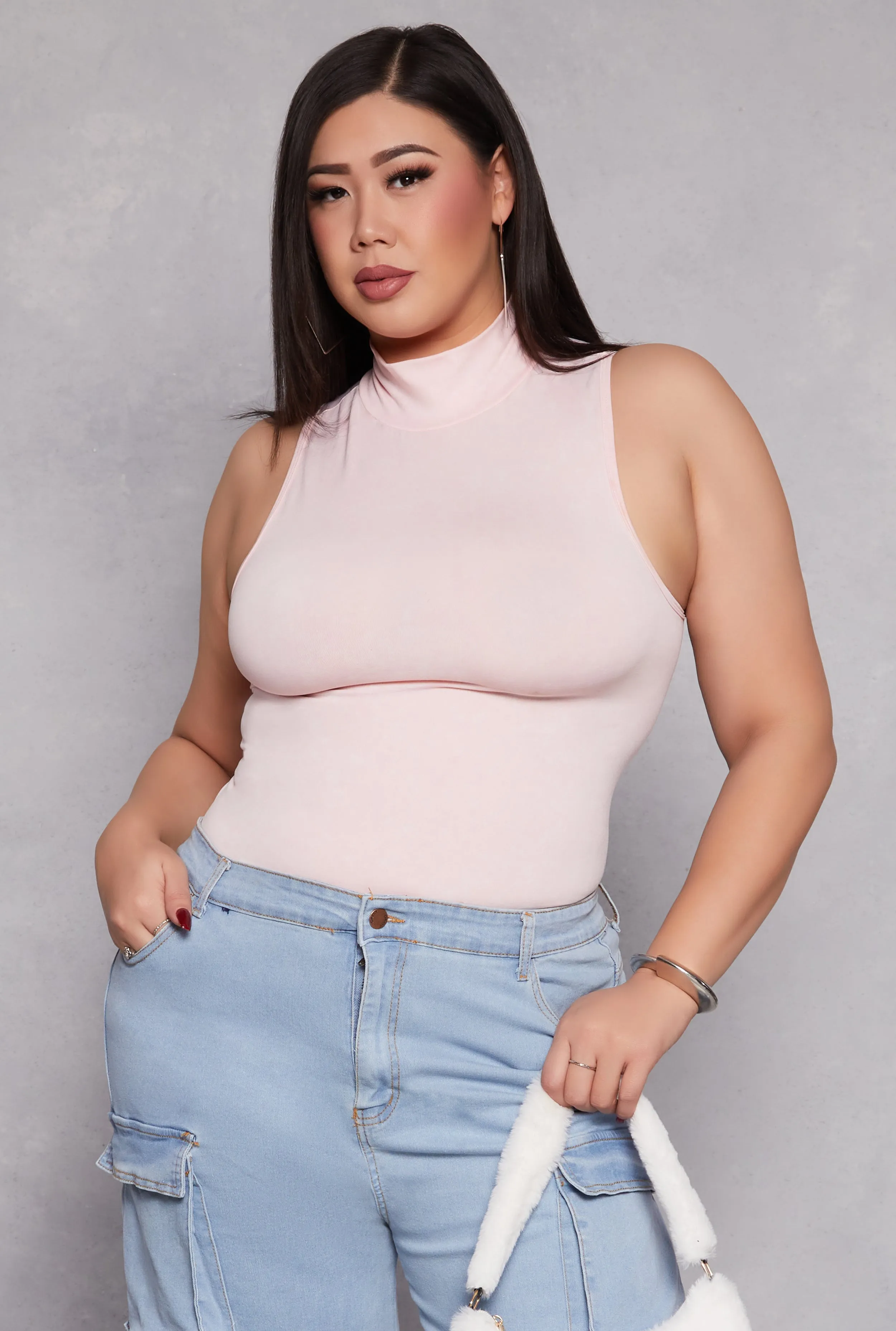 Plus Size Mock Neck Tank Top sold by Rainbow