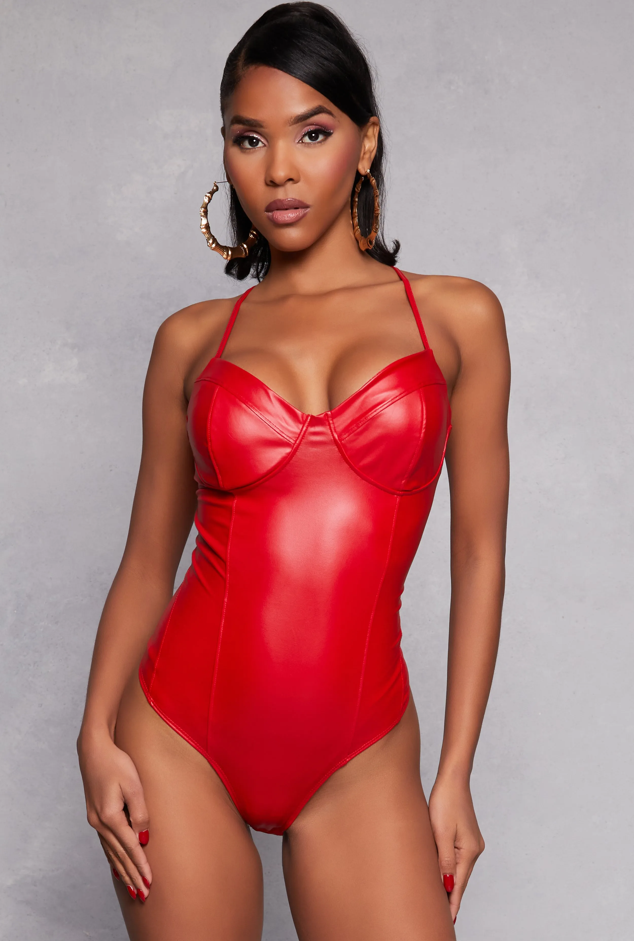 Iris Leather Look Bustier Bodysuit sold by Rainbow