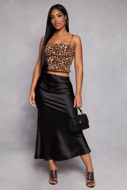 Almost Famous Satin Midi Slip Skirt sold by Rainbow