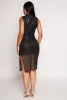 Haute Monde Foiled Mesh Side Slit Midi Dress sold by Rainbow