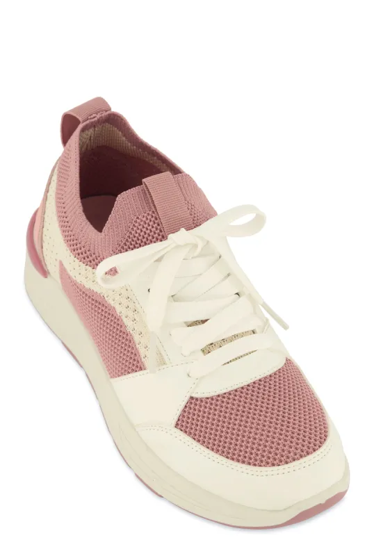 Textured Knit Color Block Lace Up Sneakers sold by Rainbow