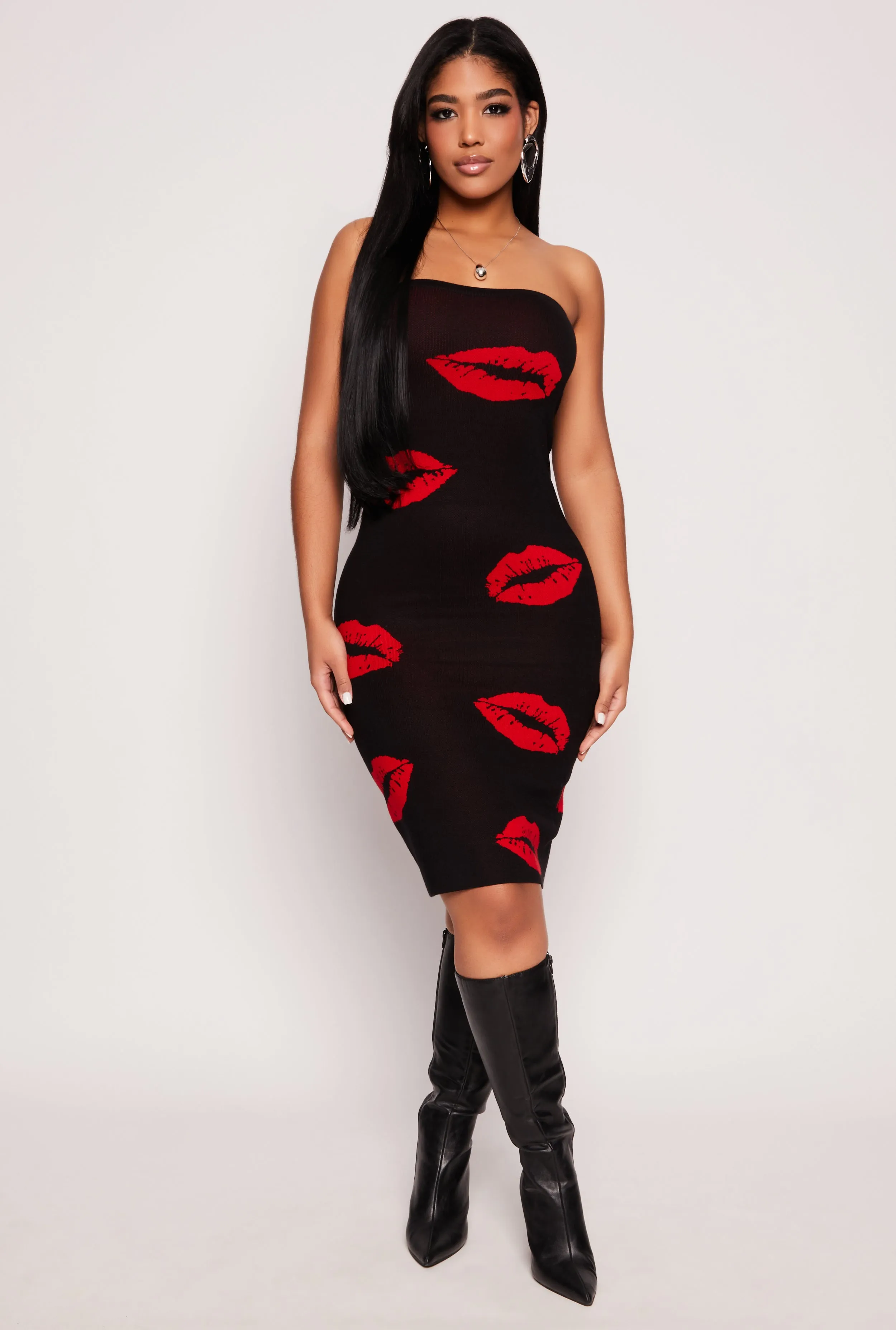 Lip Print Midi Tube Dress sold by Rainbow product image thumbnail 2