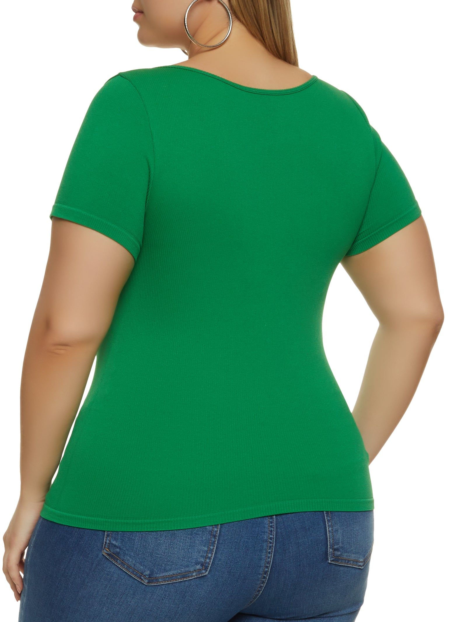 Plus Size Seamless Notched Scoop Neck Top sold by Rainbow product image thumbnail 2