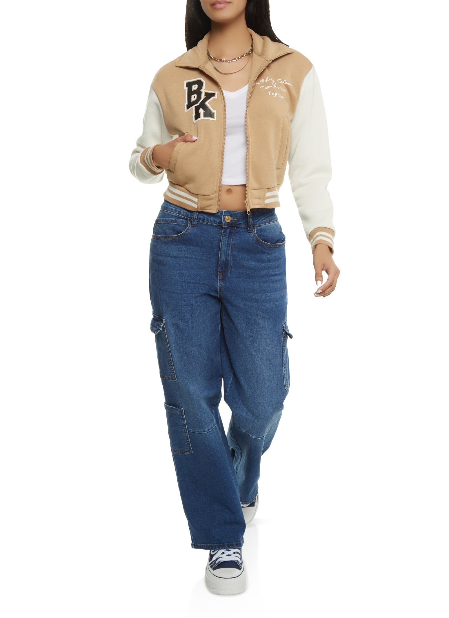 BK Initial Patch Zip Front Varsity Jacket sold by Rainbow product image thumbnail 2