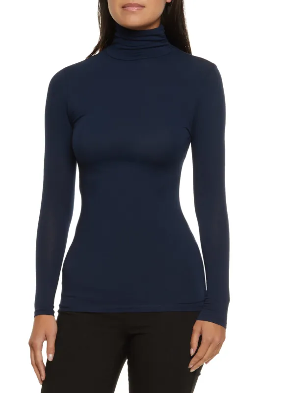 Ruched Long Sleeve Turtleneck Top sold by Rainbow