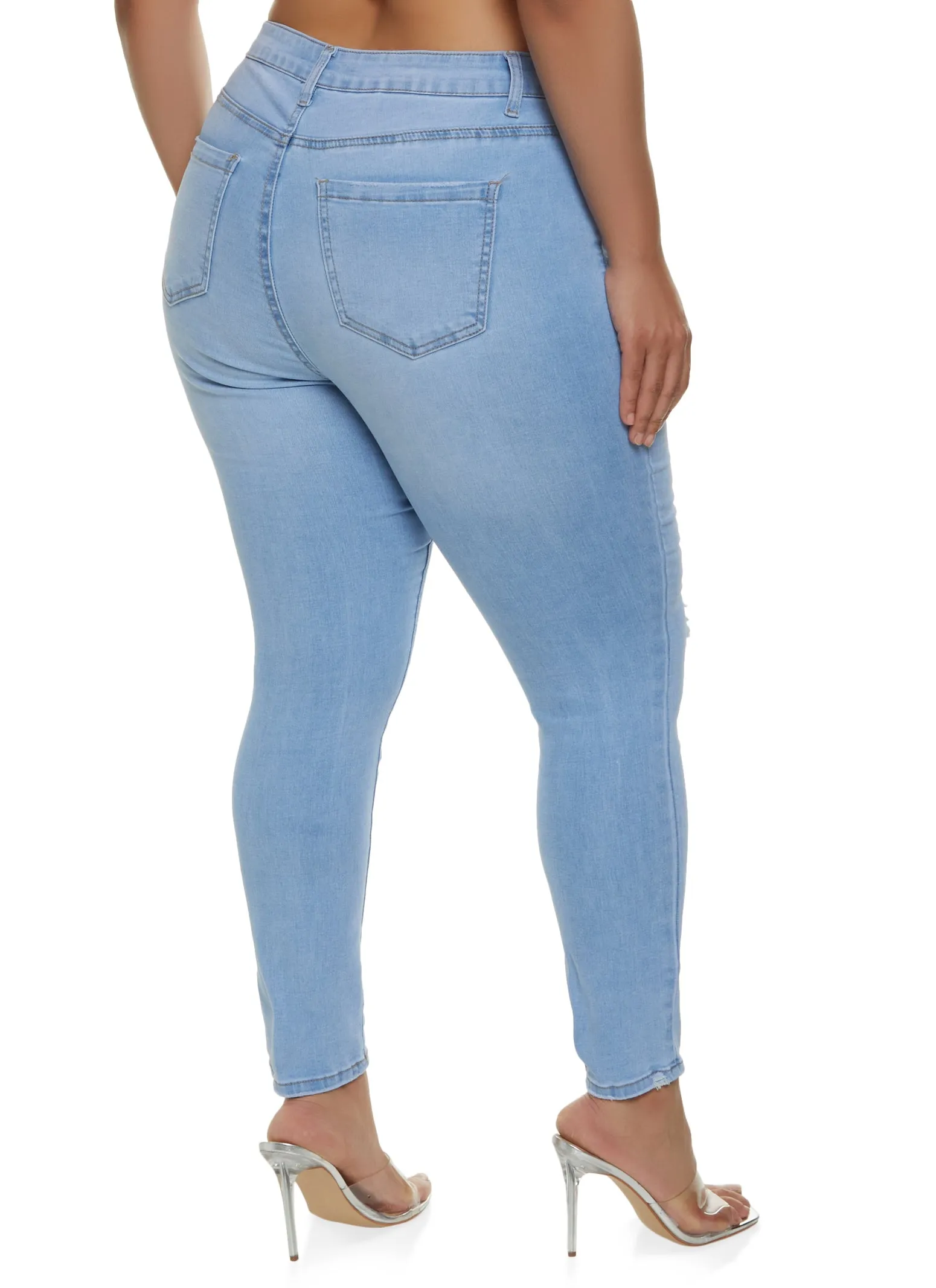 Plus Size WAX High Rise Distressed Skinny Jeans sold by Rainbow product image thumbnail 2