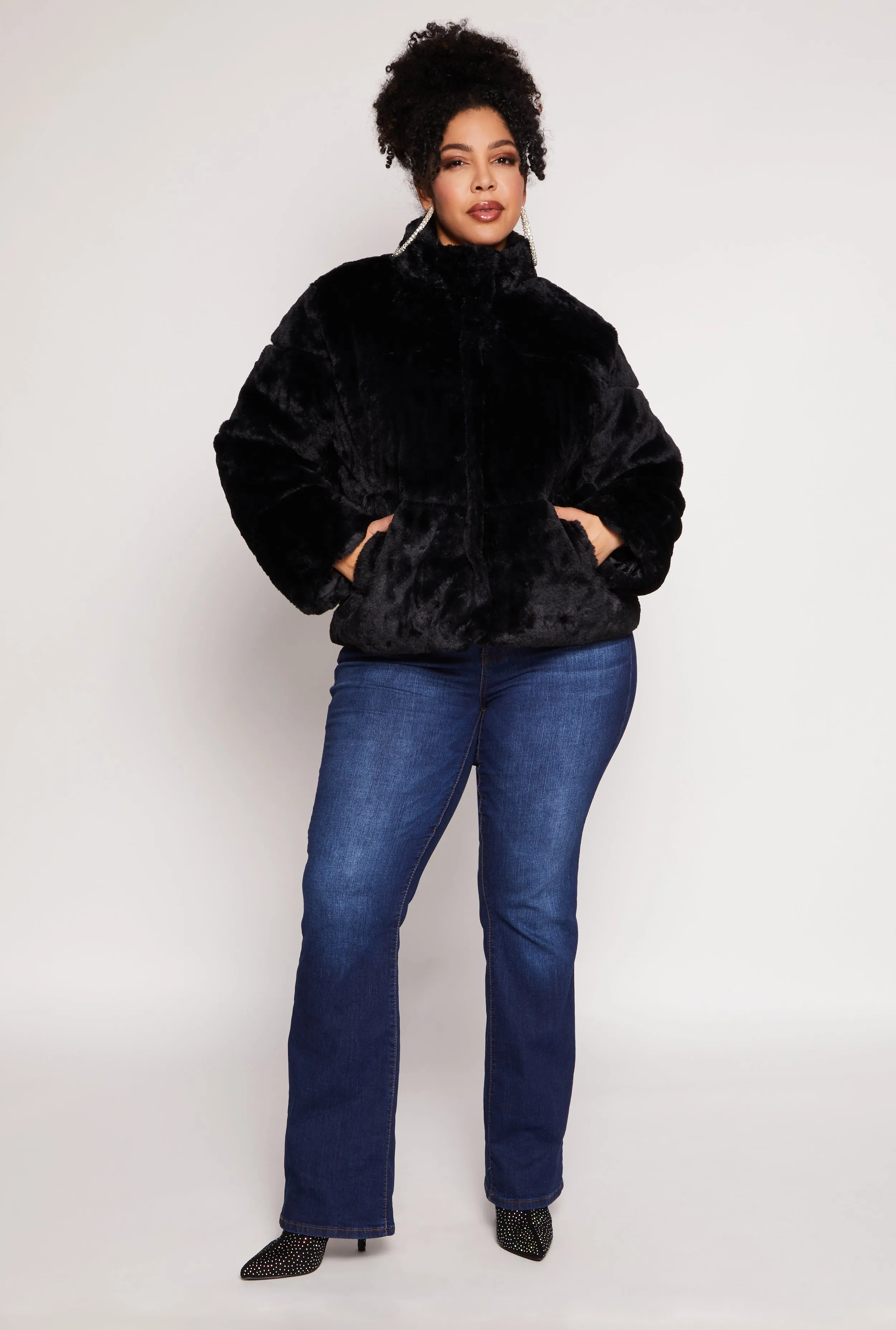 Plus Size Faux Fur Zip Front Jacket sold by Rainbow product image thumbnail 2