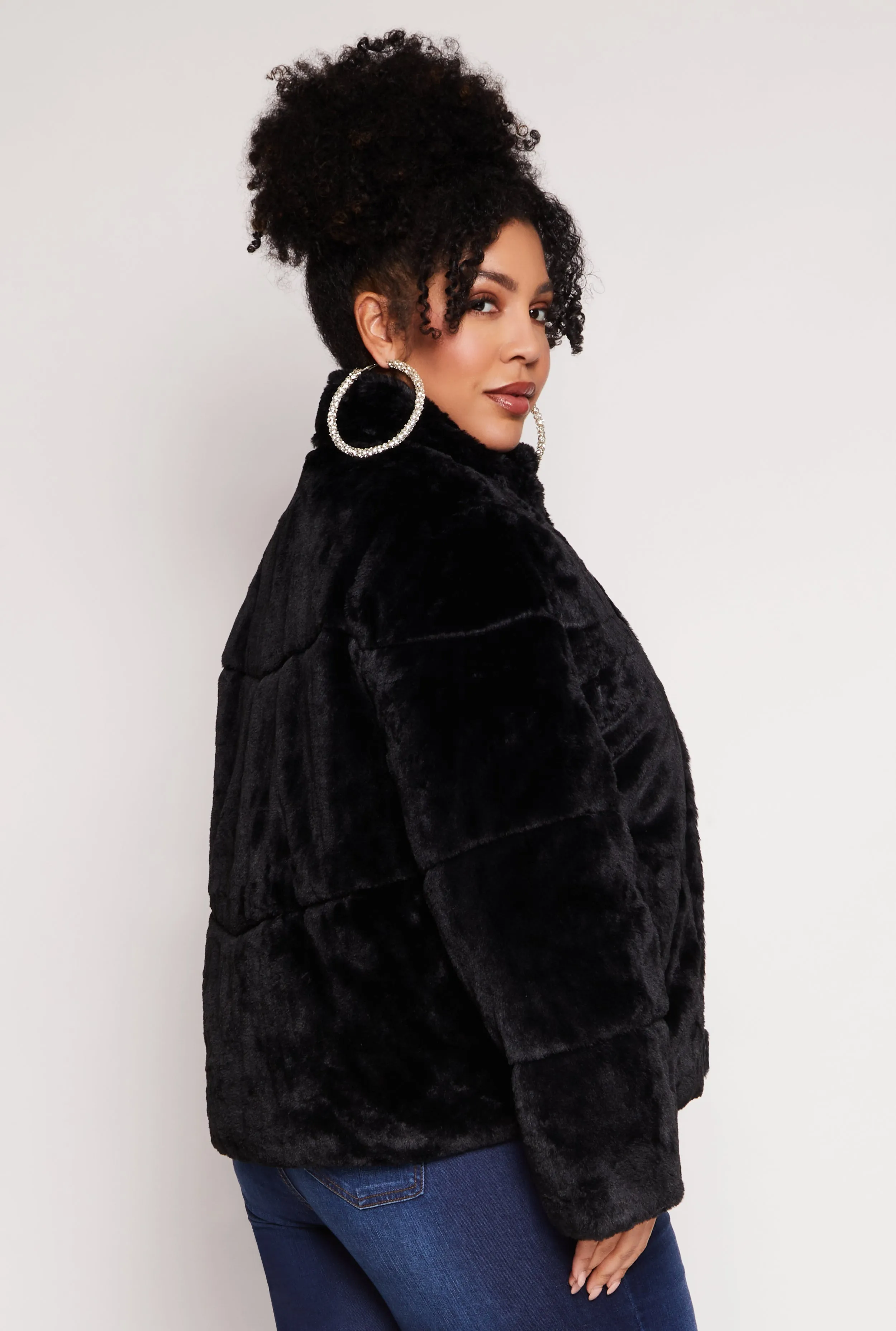 Plus Size Faux Fur Zip Front Jacket sold by Rainbow product image thumbnail 3