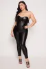 Plus Size Faux Leather Lace Up Corset Top sold by Rainbow