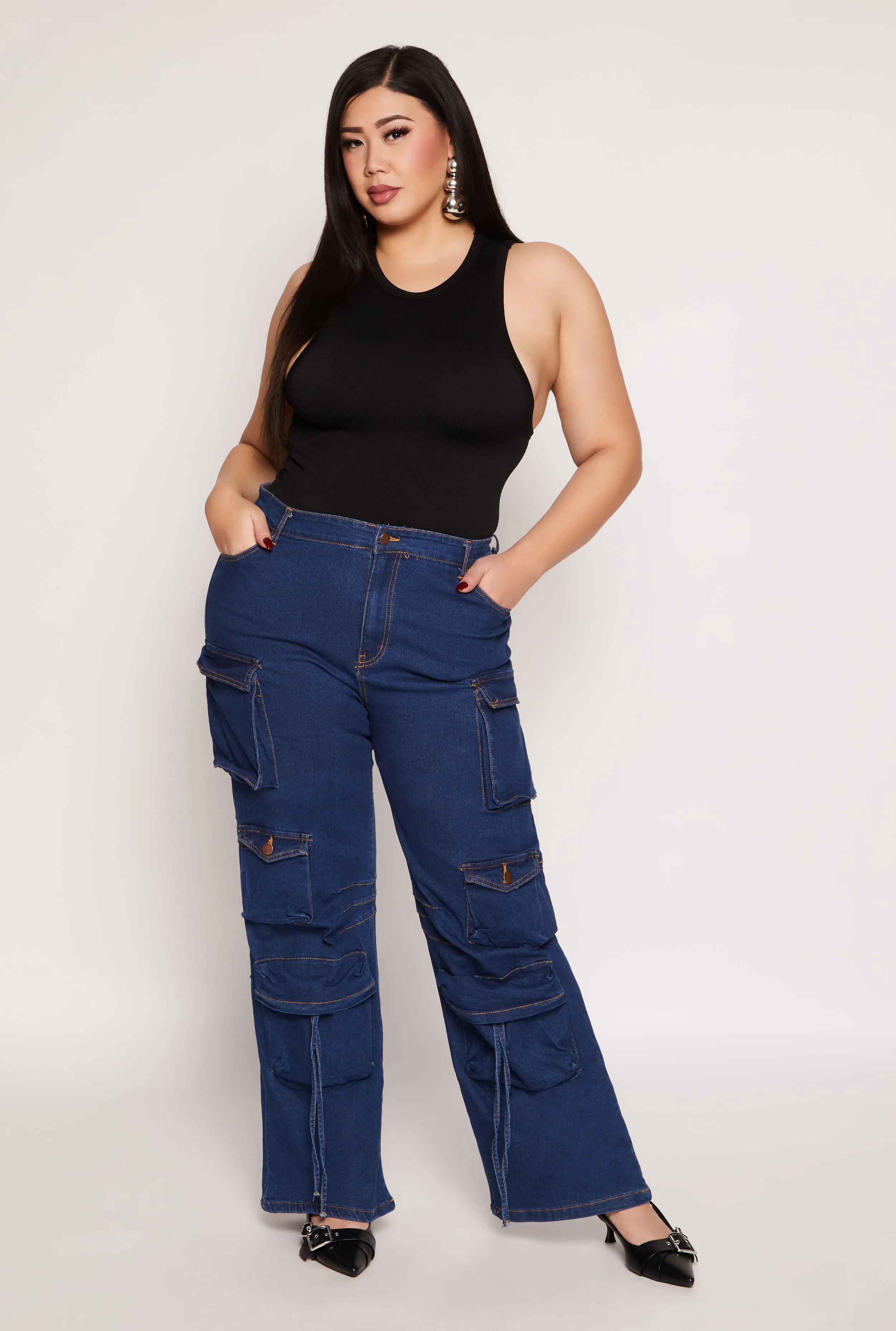 Plus Size Daisy Cargo Wide Leg Jeans sold by Rainbow