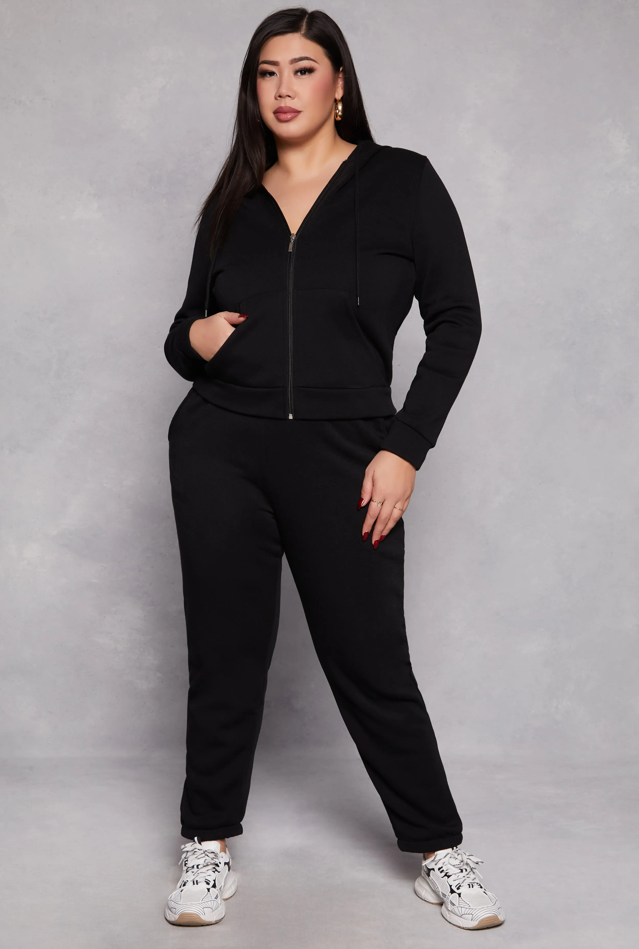 Plus Size Fleece Lined Zip Front Hoodie sold by Rainbow product image thumbnail 2