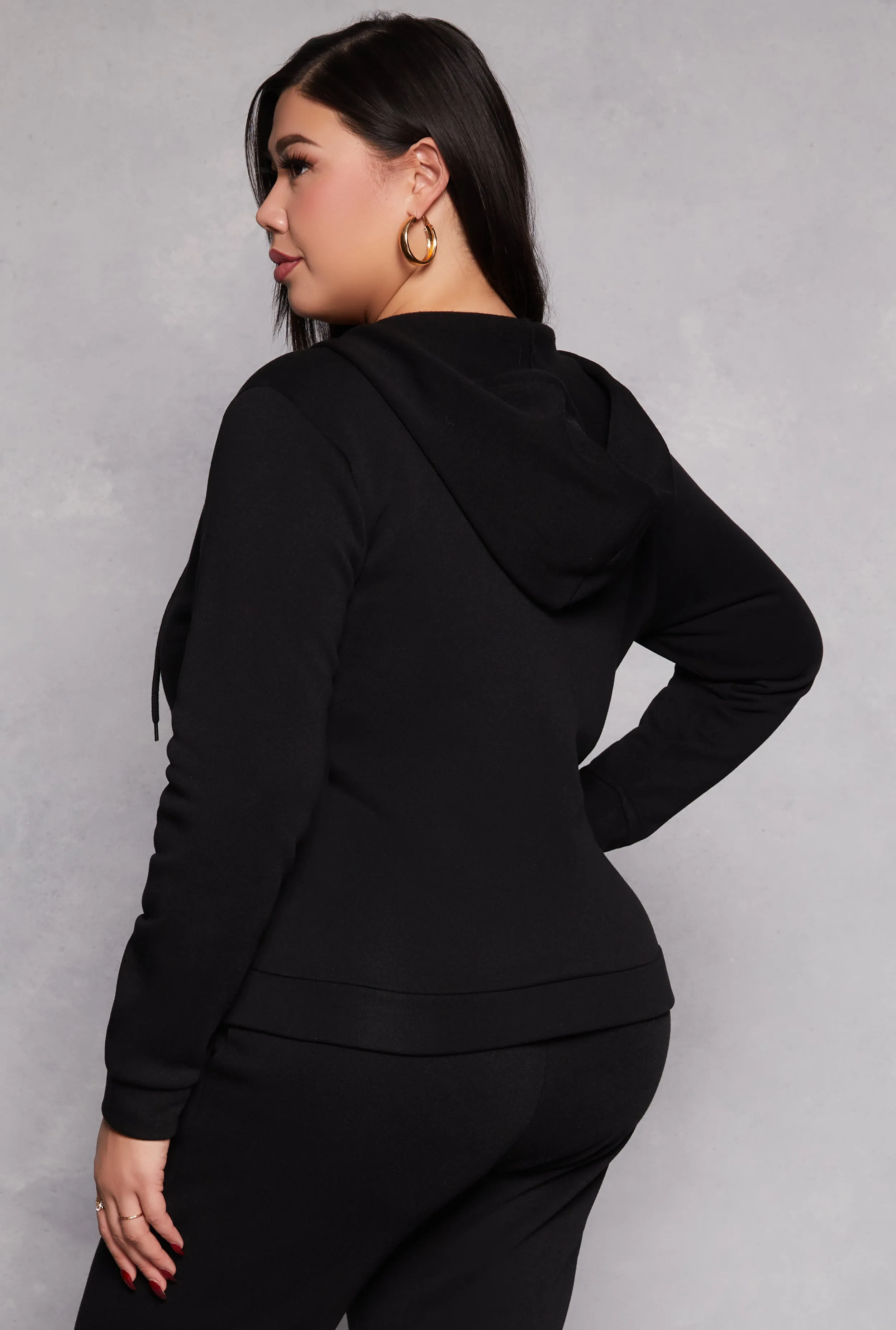 Plus Size Fleece Lined Zip Front Hoodie sold by Rainbow product image thumbnail 3
