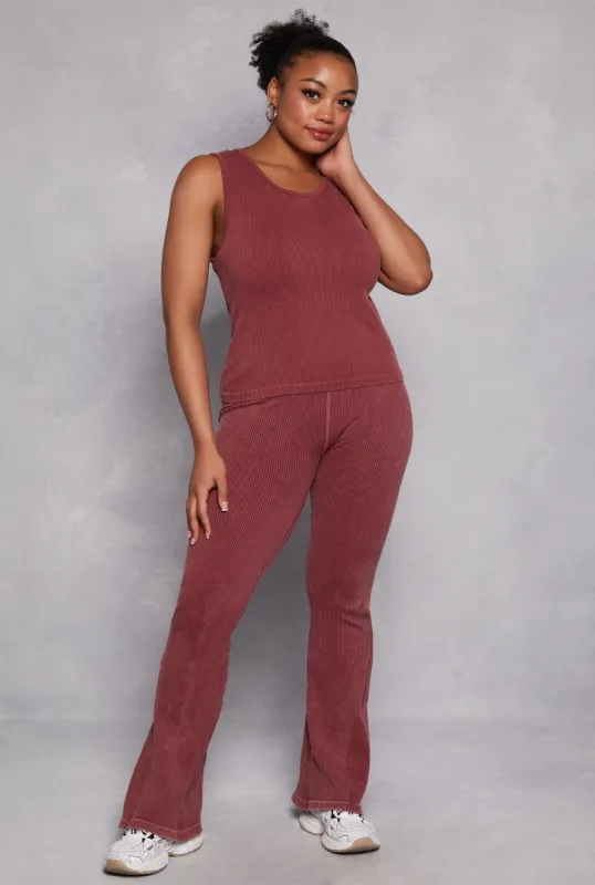 Plus Size Seamless Acid Wash Flared Pants sold by Rainbow