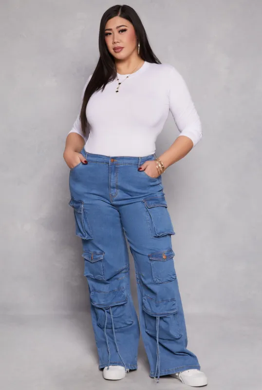 Plus Size Daisy Cargo Wide Leg Jeans sold by Rainbow