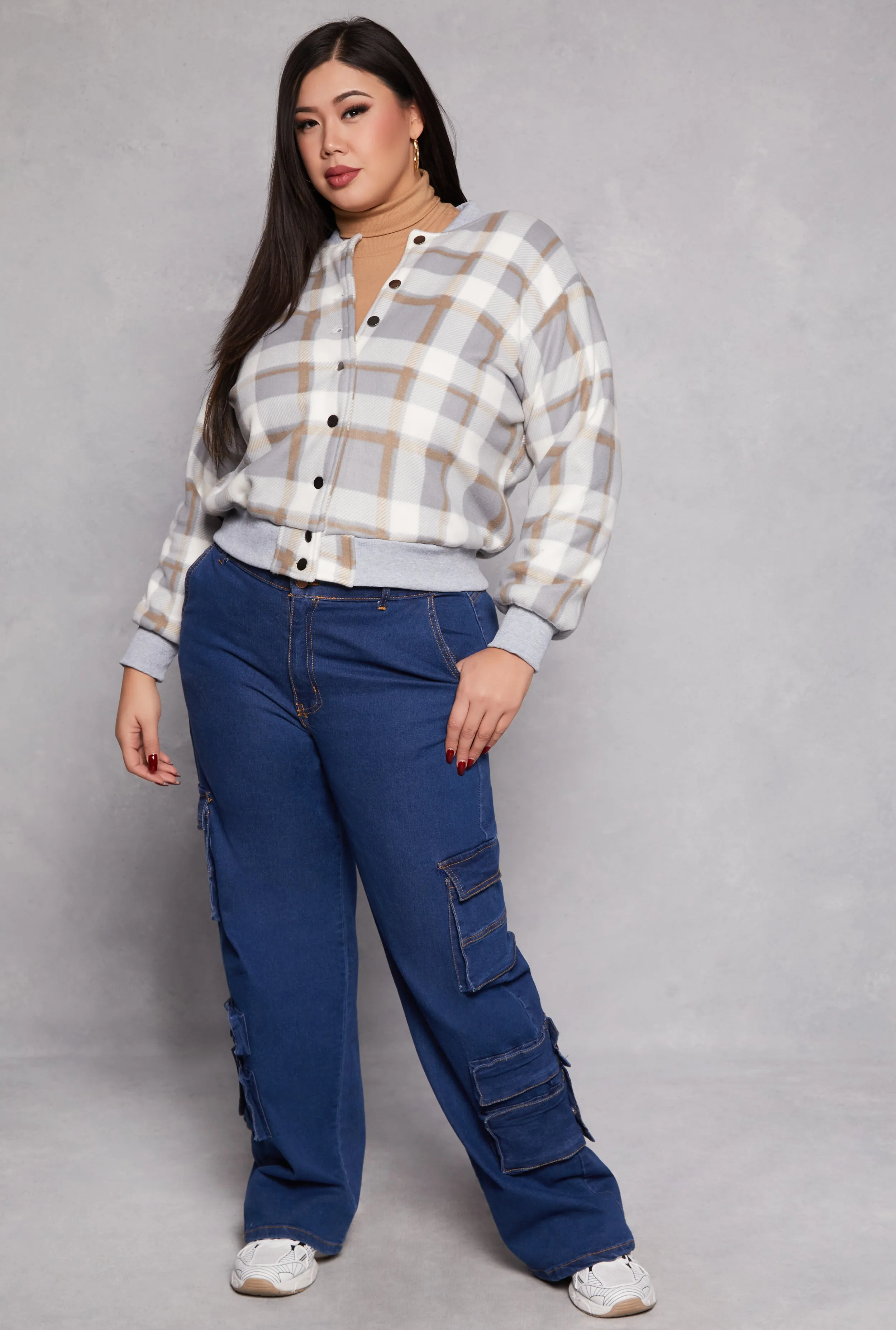 Plus Size Plaid Bomber Jacket sold by Rainbow product image thumbnail 2