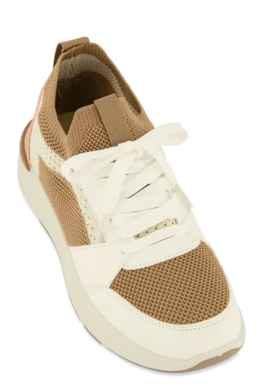 Textured Knit Color Block Lace Up Sneakers sold by Rainbow