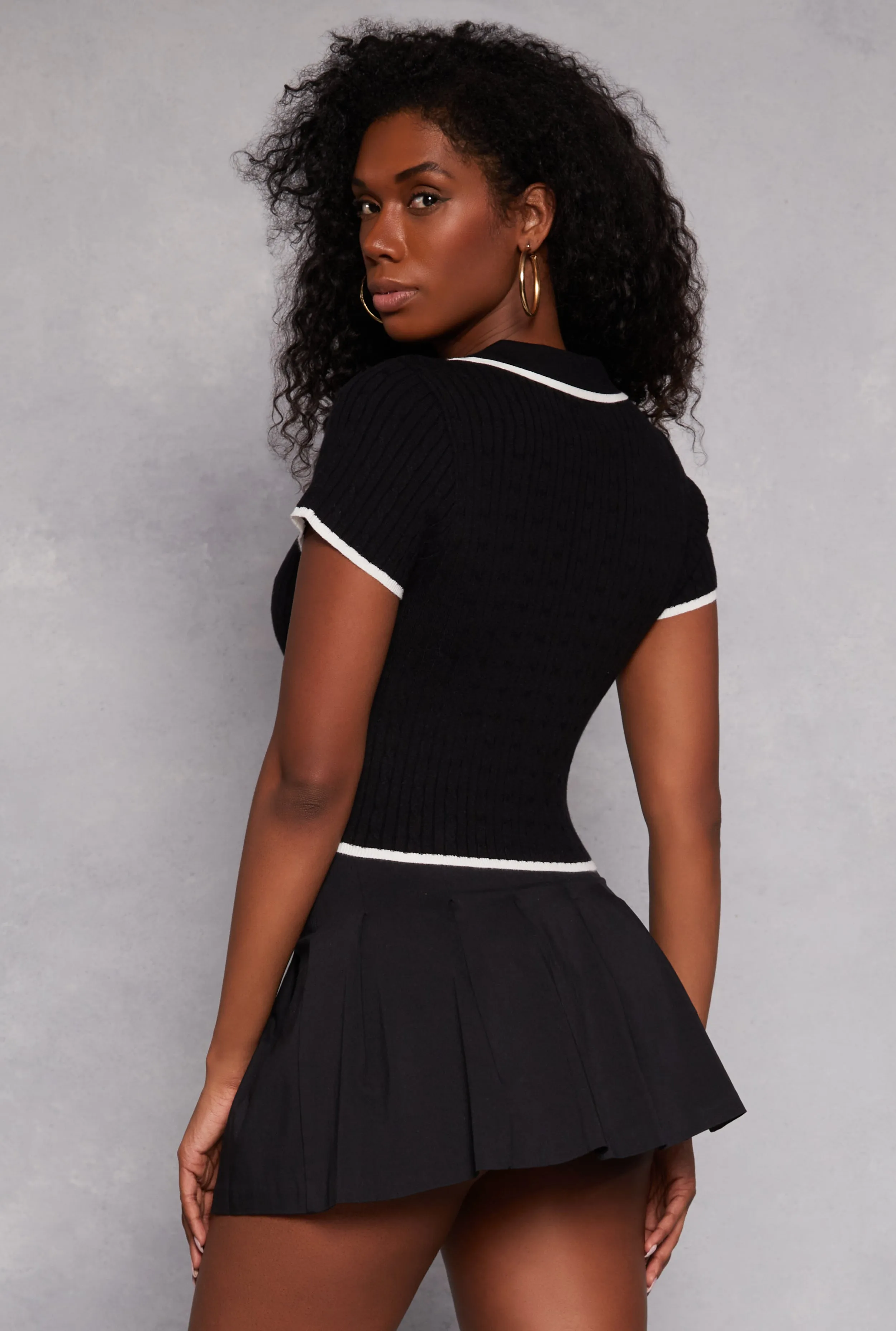 Iris Contrast Trim Polo Crop Top sold by Rainbow product image thumbnail 3