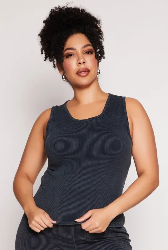 Plus Size Seamless Acid Wash Tank Top sold by Rainbow