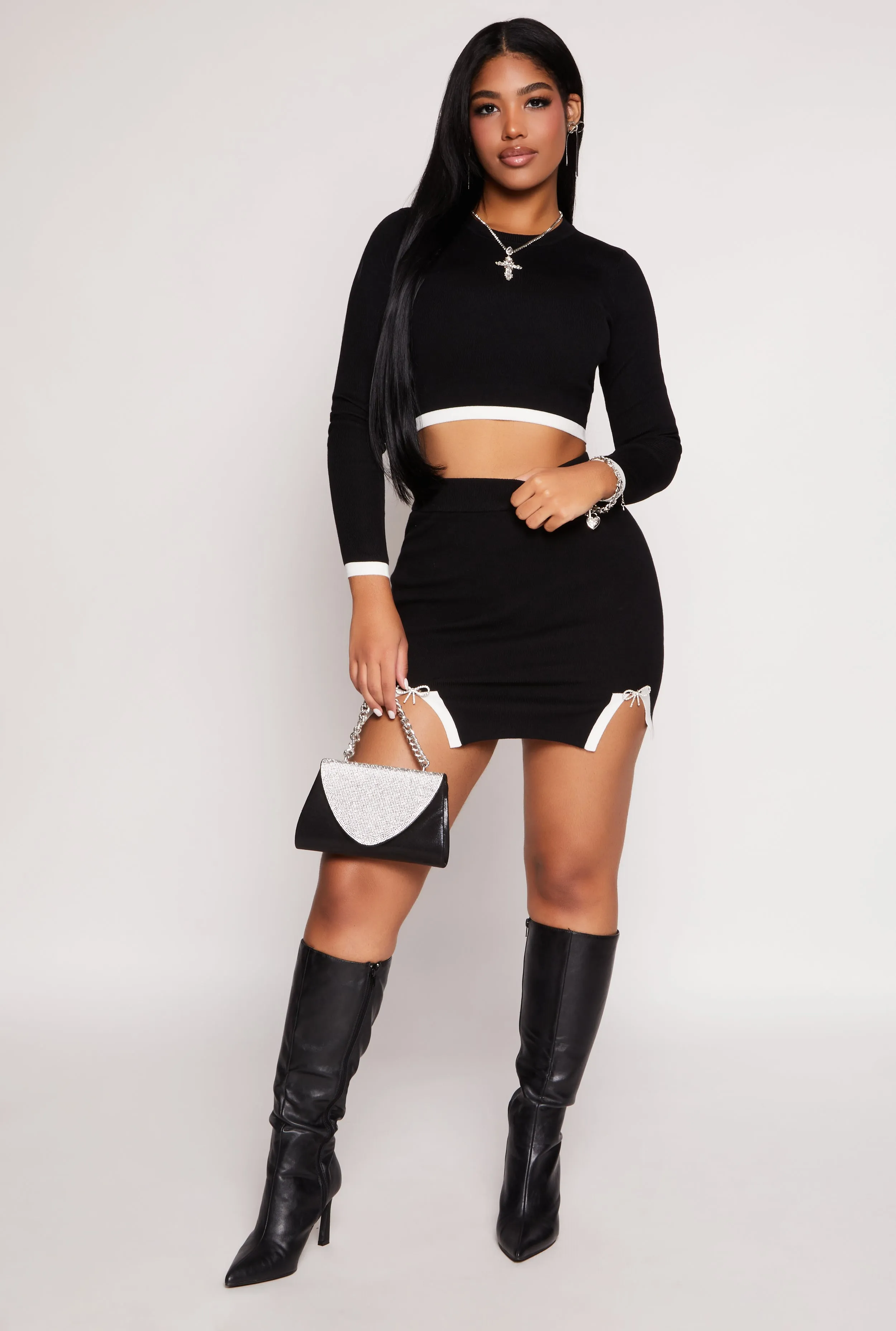 Almost Famous Contrast Trim Detail Mini Skirt sold by Rainbow